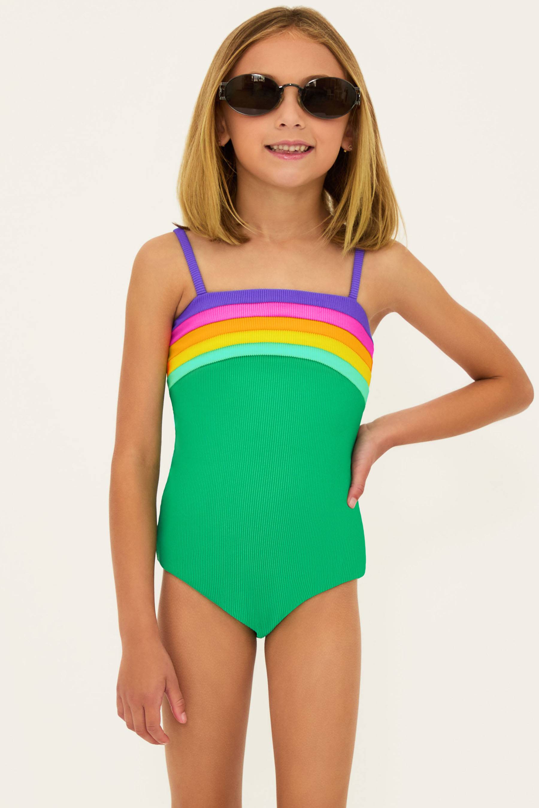 Beach Riot | Little Jessa One Piece Technicolor Colorblock | Girls