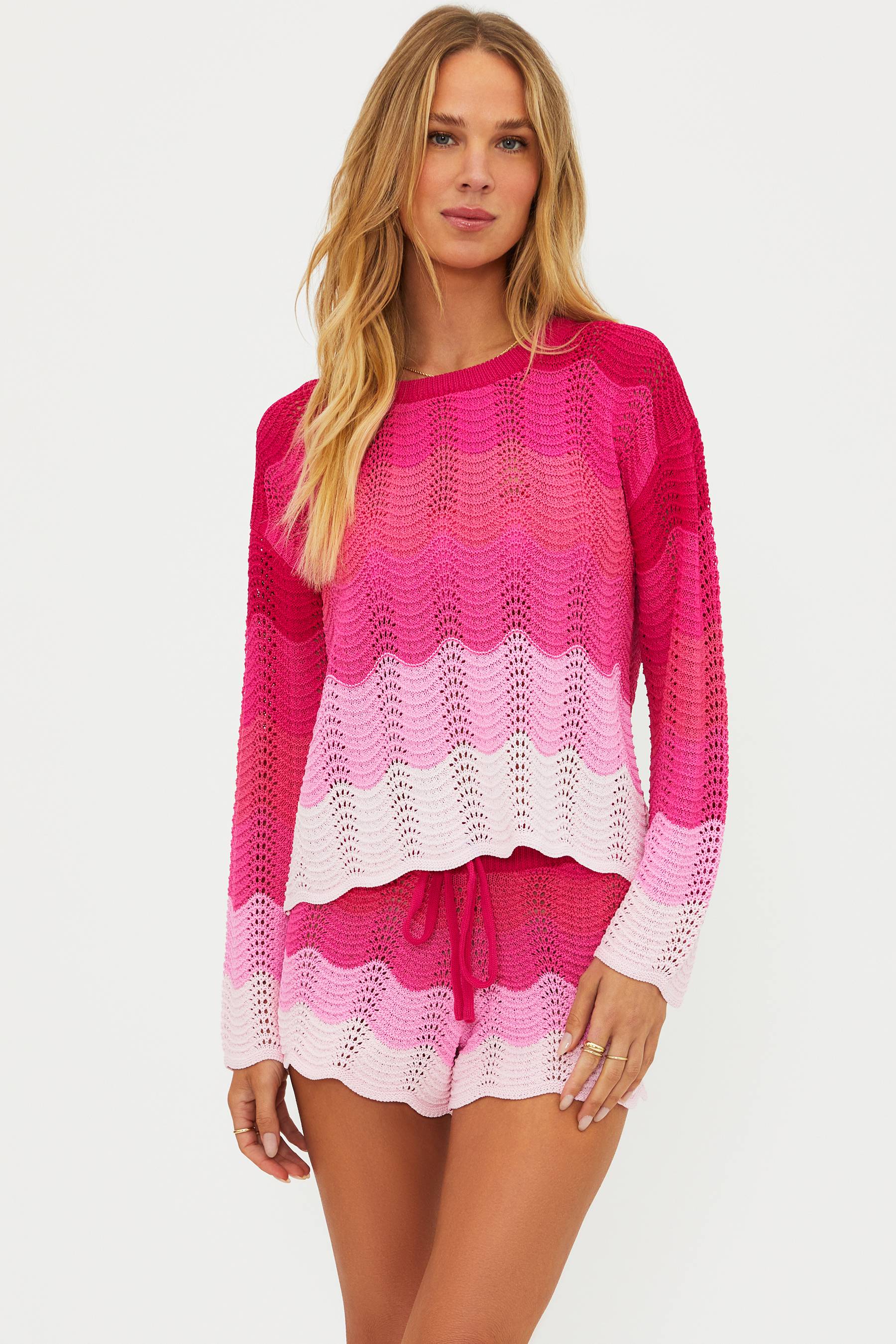Beach Riot | Beach Sweater Electric Pink Wave | Pink Chevron Knit