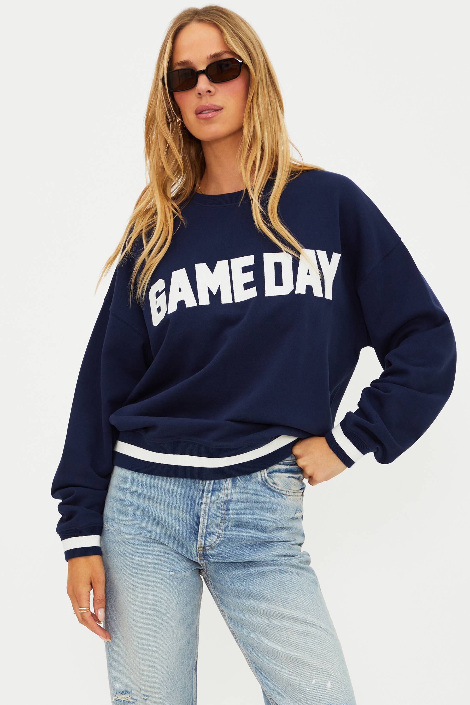 【ゆあ】digne完売品★sporty blouson navy Beach Riot | Devyn Game Day Sweatshirt Navy | Sporty Sweatshirt