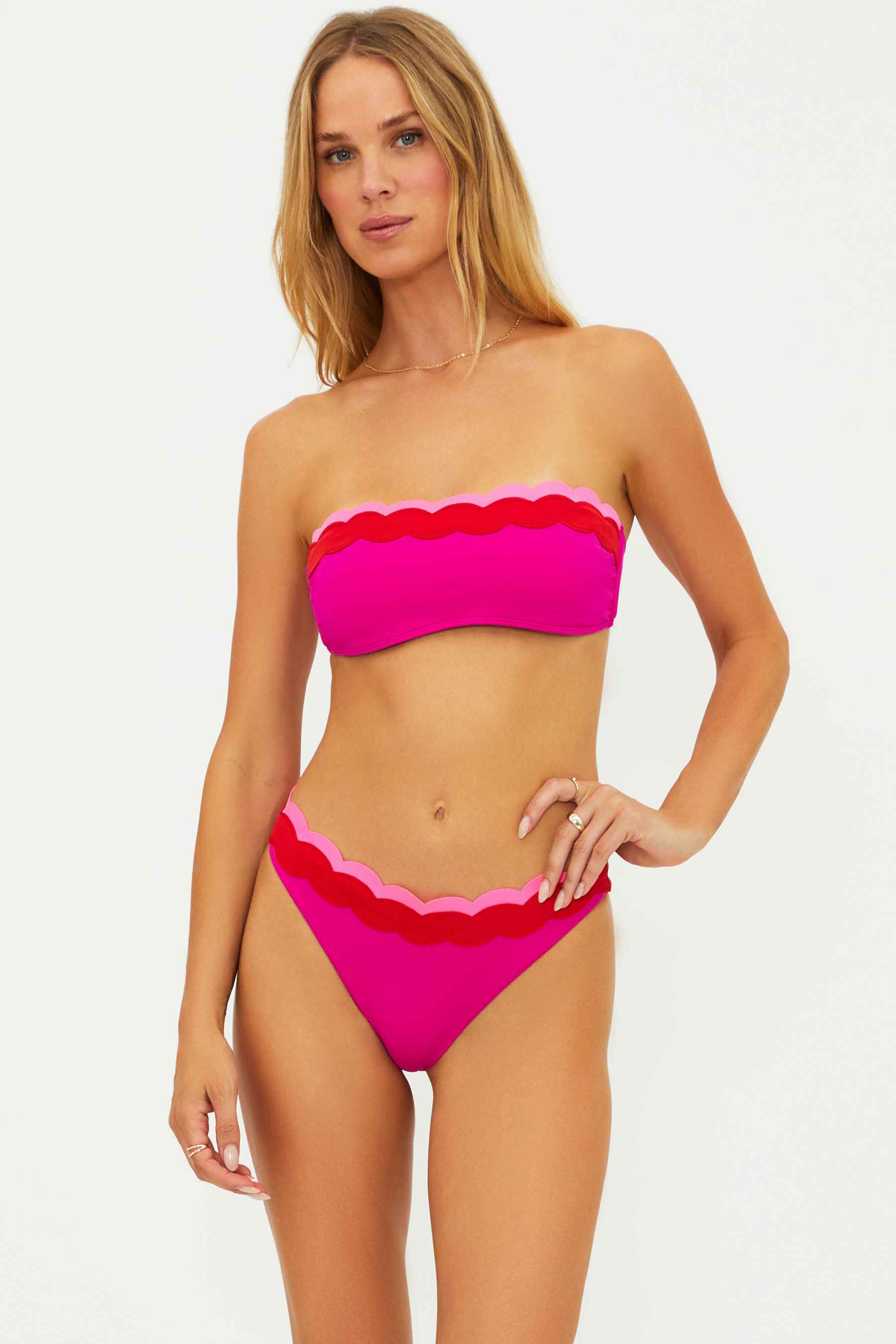 Beach Riot | Sybil Top Sweet Fuchsia Red Neon Pink Wave | Bikini