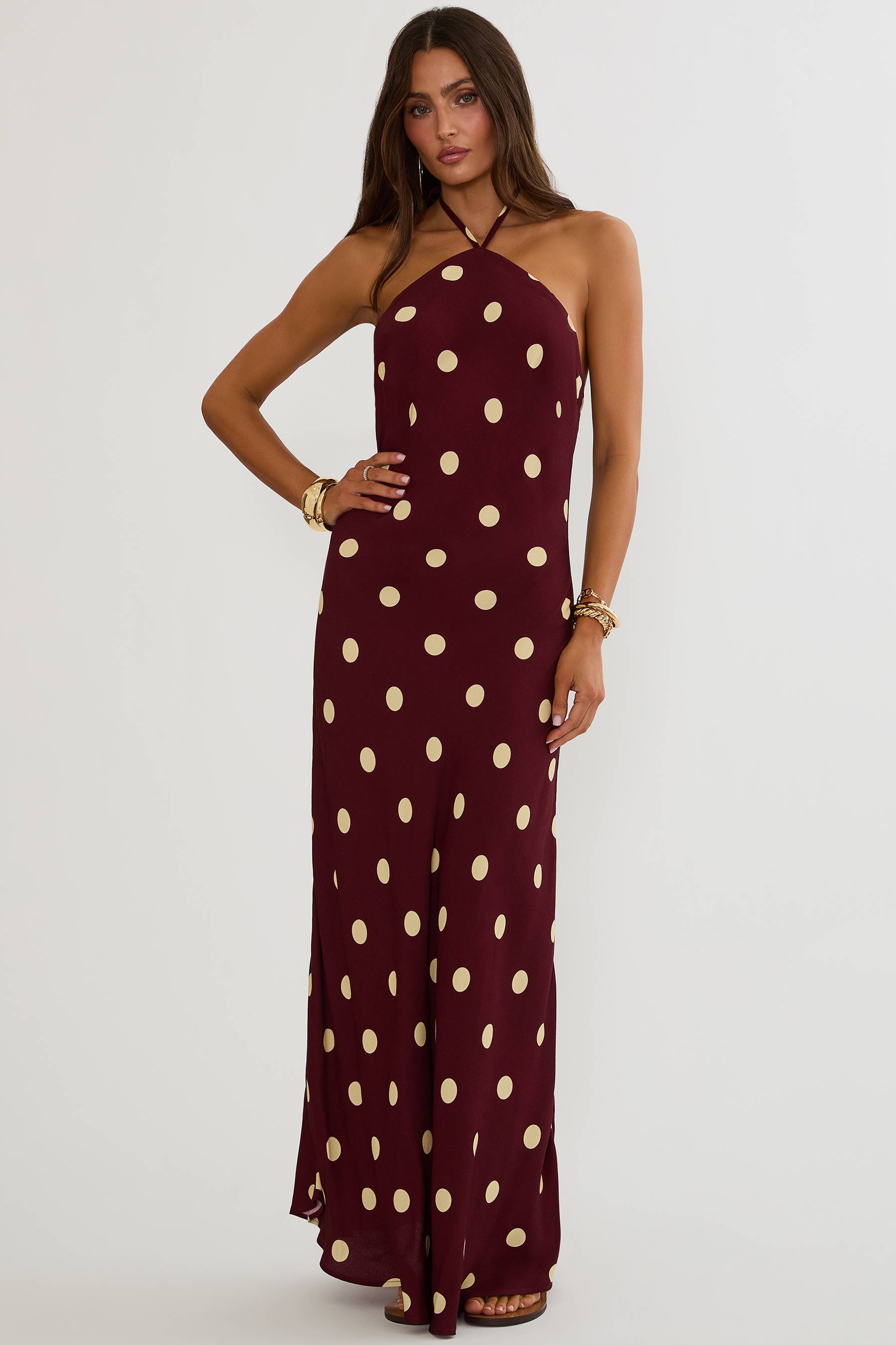 Xandra Dress Butter Blossom Polka Dot | Halter Maxi Dress
