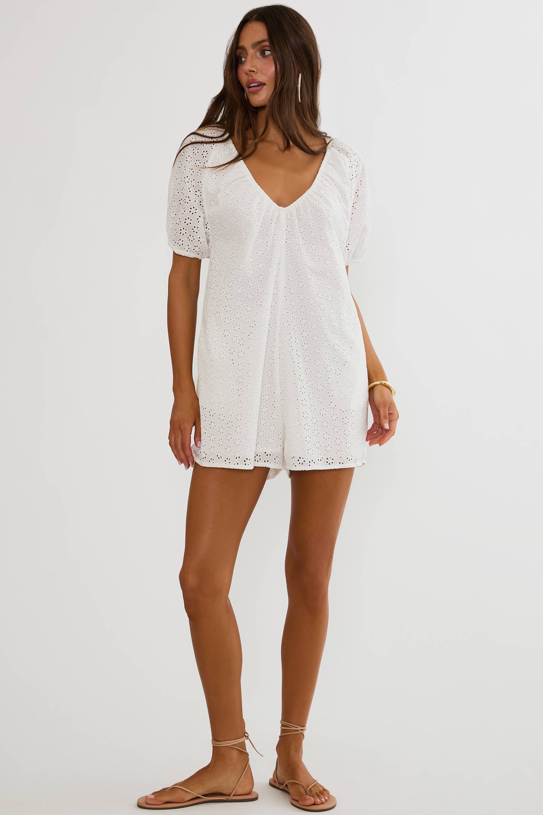Ellery Romper White Eyelet, XS / White