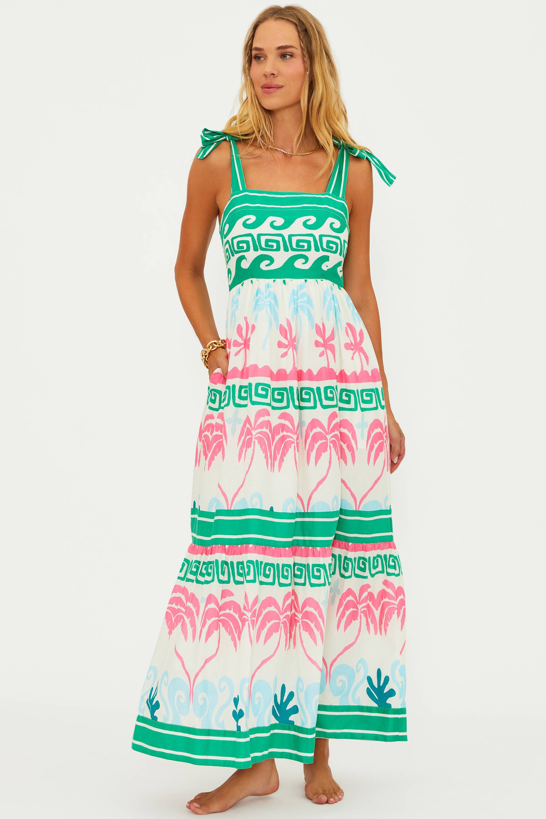 Cami Dress Tropical Palm | Tropical Maxi Dress