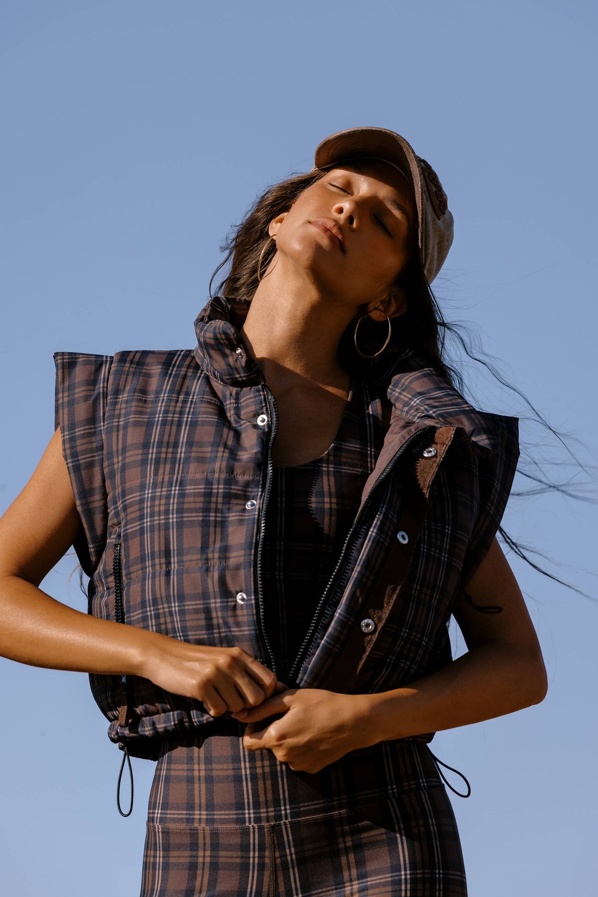 Canyon Puffer Vest Chocolate Bar Plaid