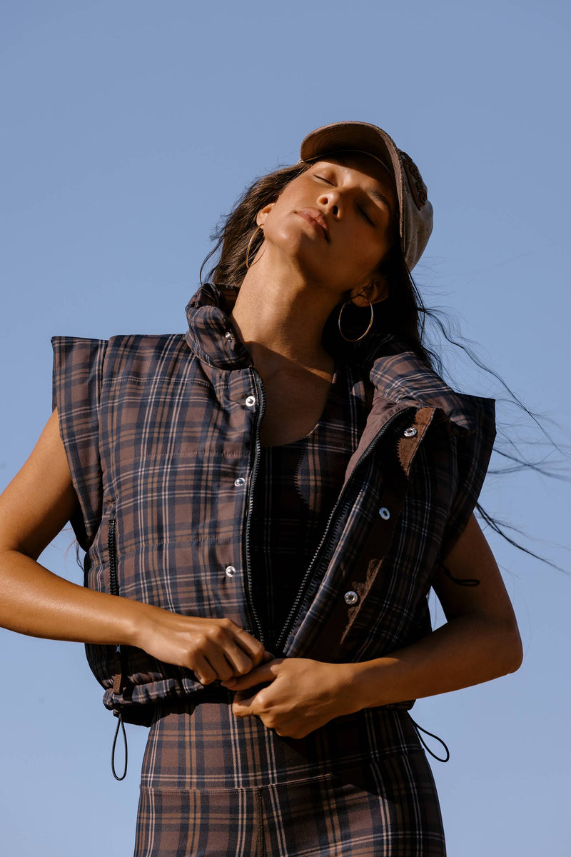 Canyon Puffer Vest Chocolate Bar Plaid