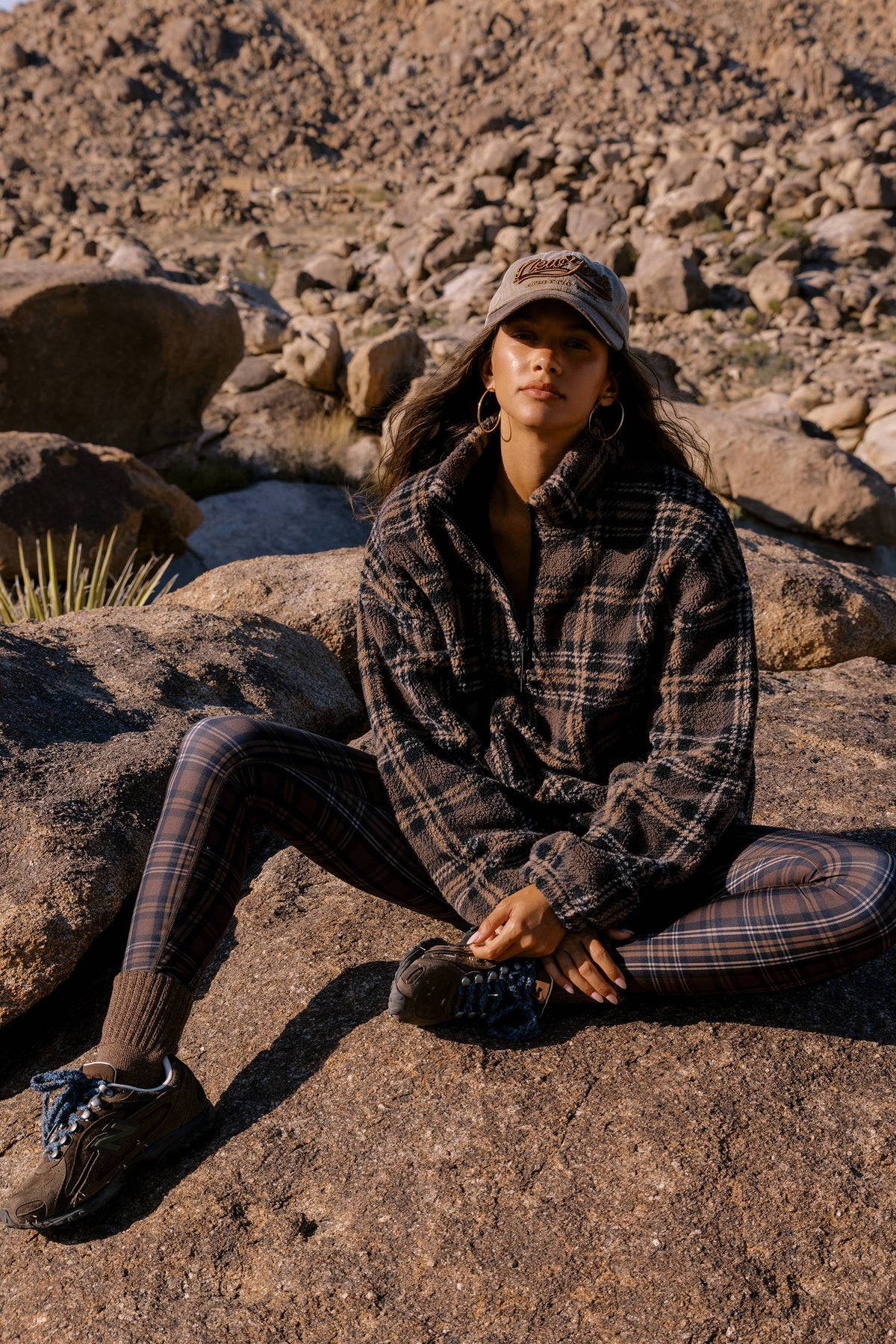 Leona Sherpa Chocolate Bar Plaid