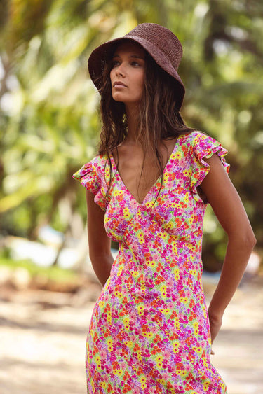 neon floral dress Beach Riot | Elodie Bouquet | Maxi Dress Size:US 12 | EU 46 Cairo 34 in Hip 48 Cute A-line Sparkle Grey