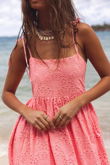 Beach Riot | Valory Maxi Dress Seashell Pink | Coral Pink Maxi Dress Eyelet