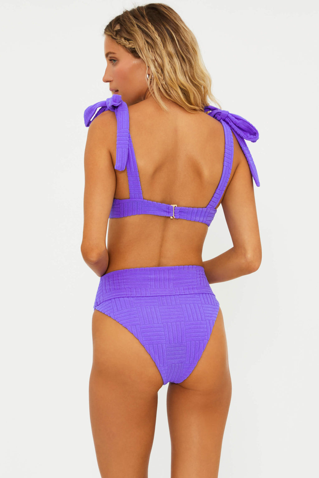 Purple Terry Cloth high waisted bikini bottom