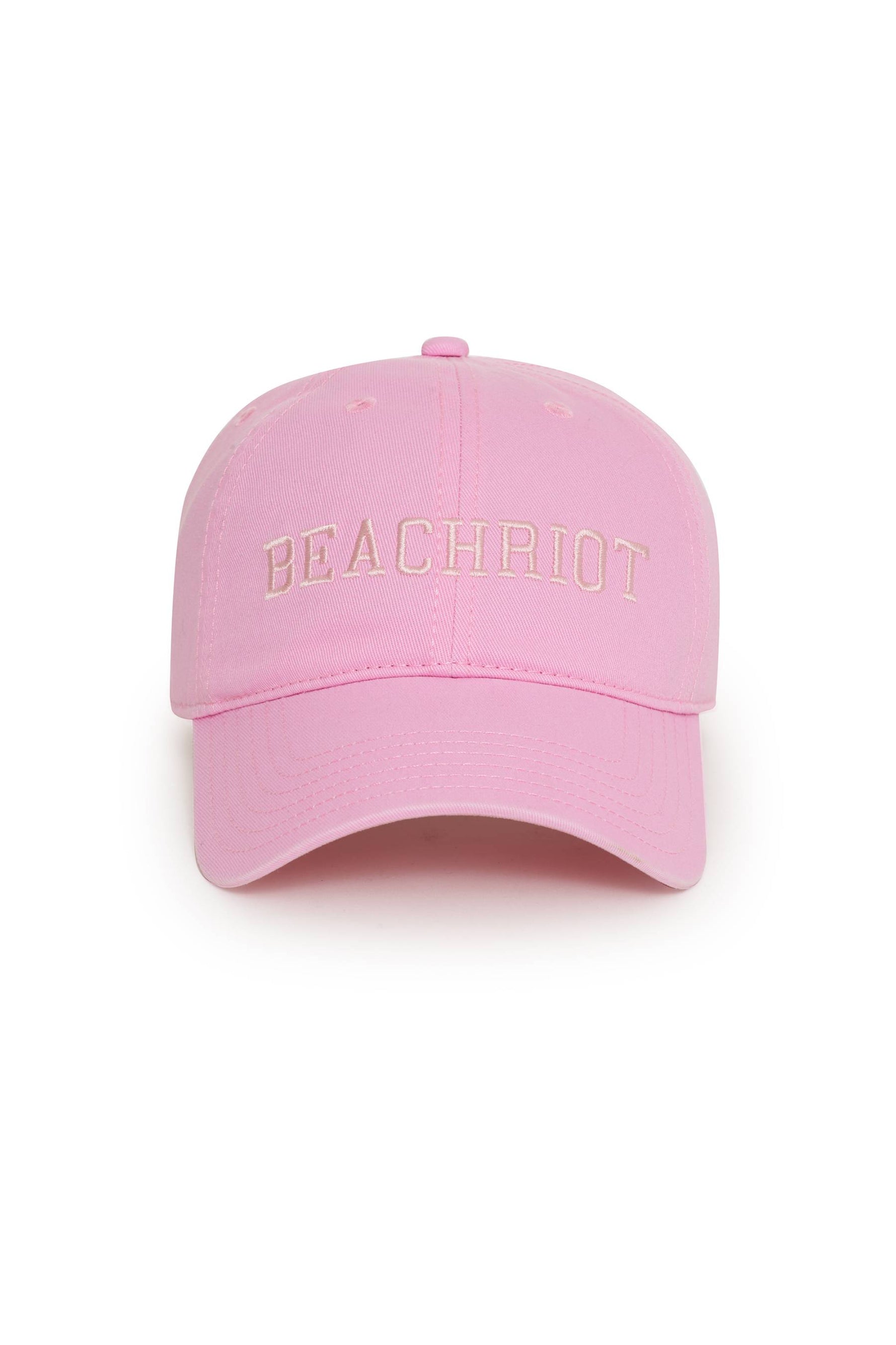 pink hat with pink Beach RIot embroidery 