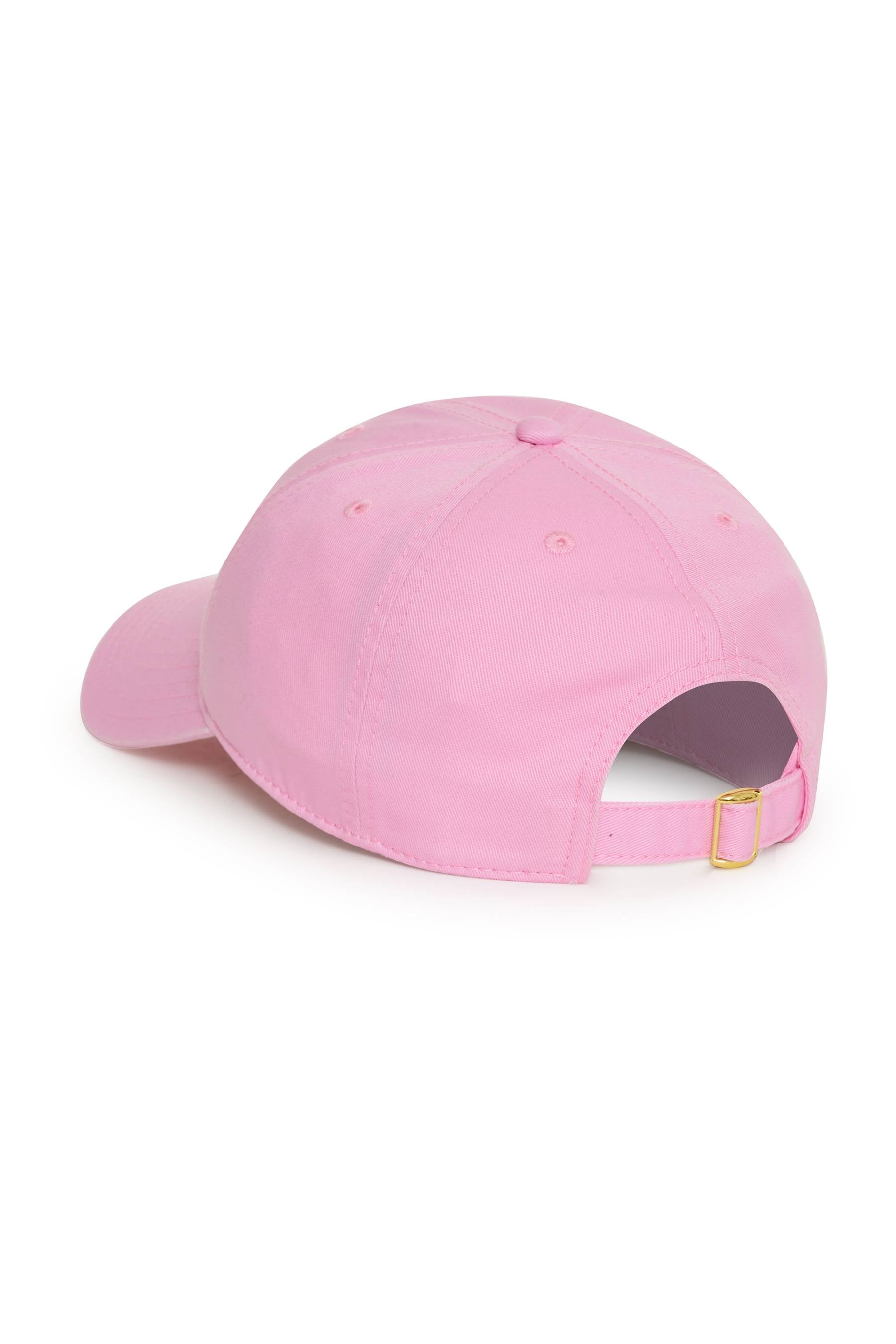 pink hat with pink Beach RIot embroidery 