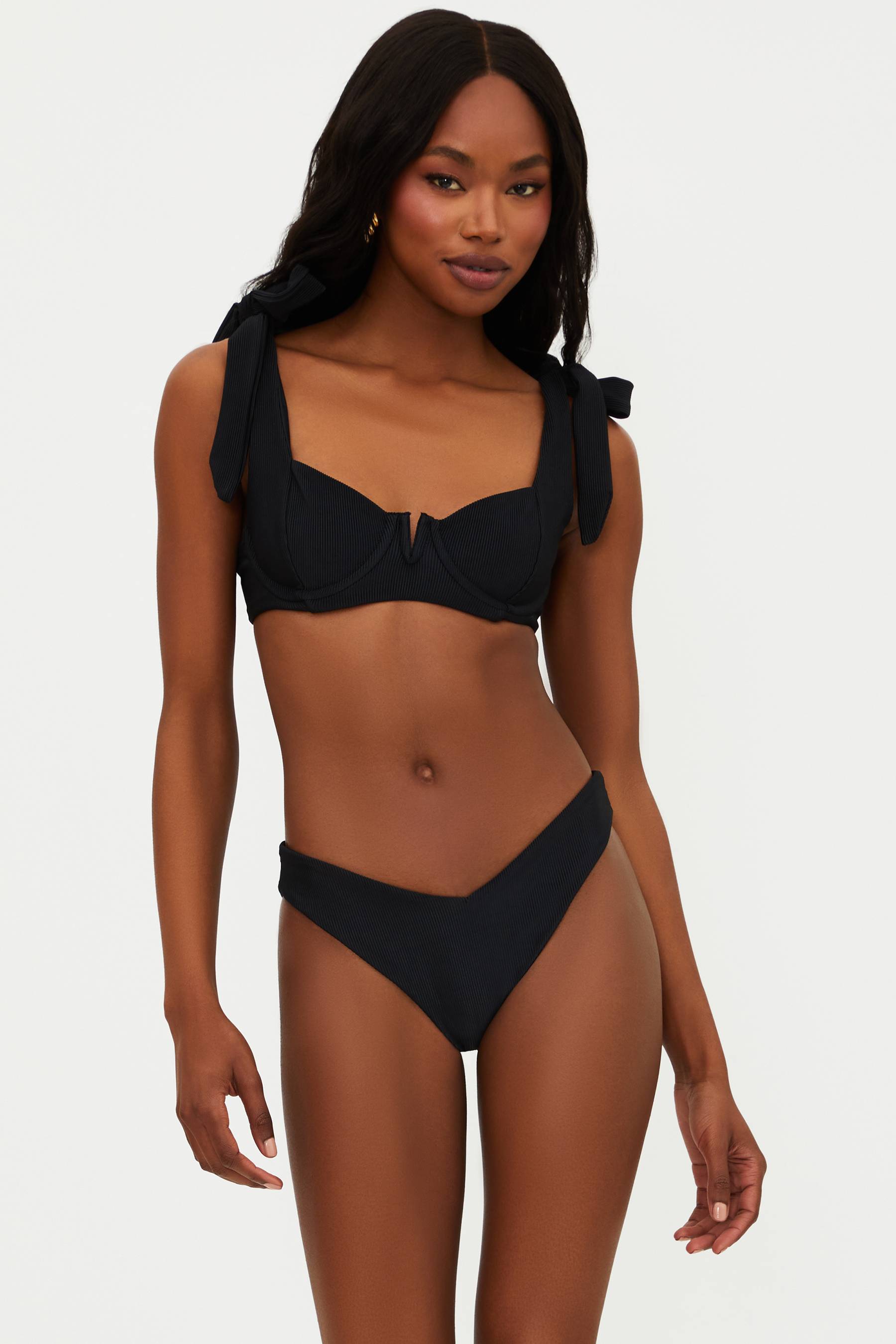 black ribbed bikini set