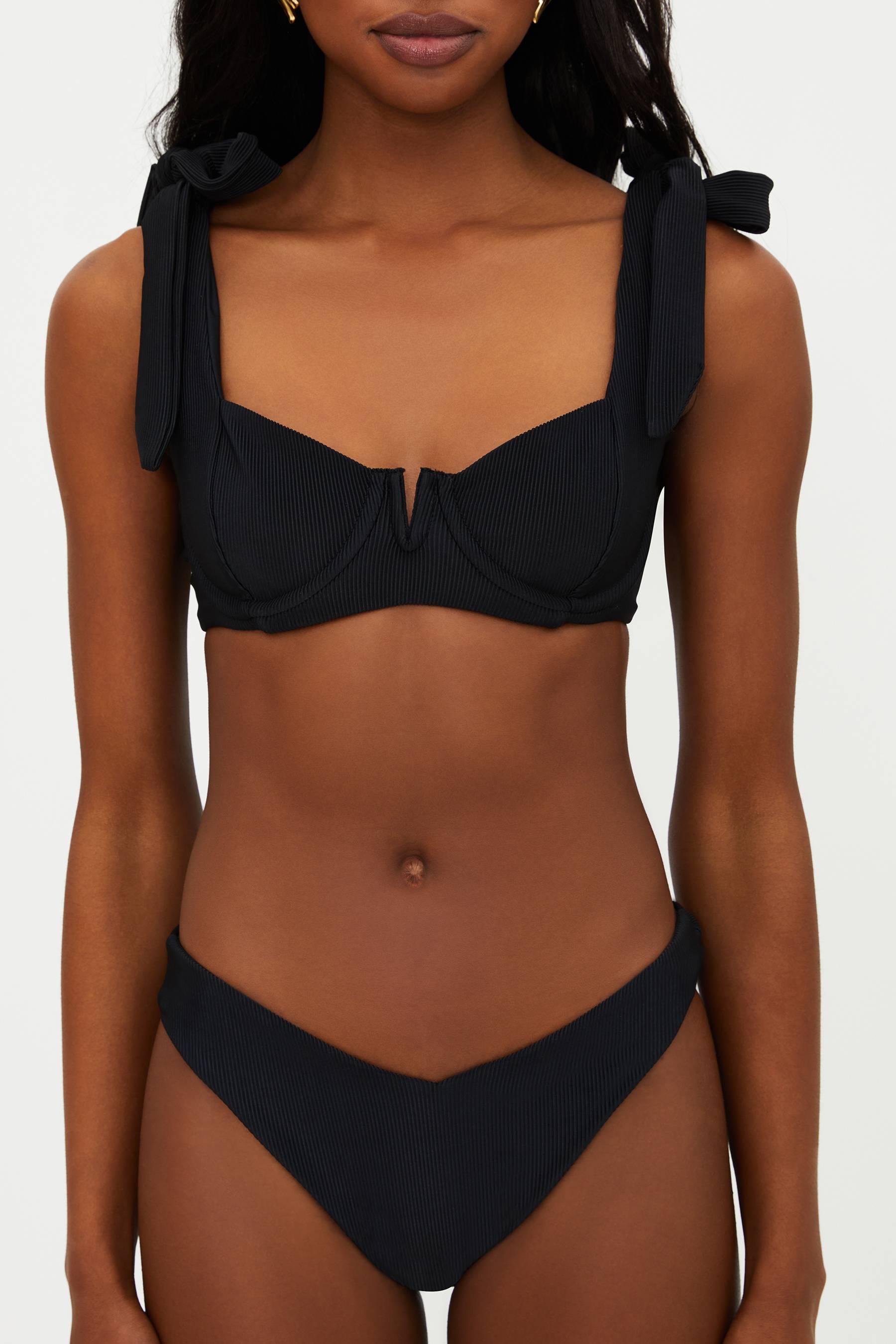 black ribbed bikini set