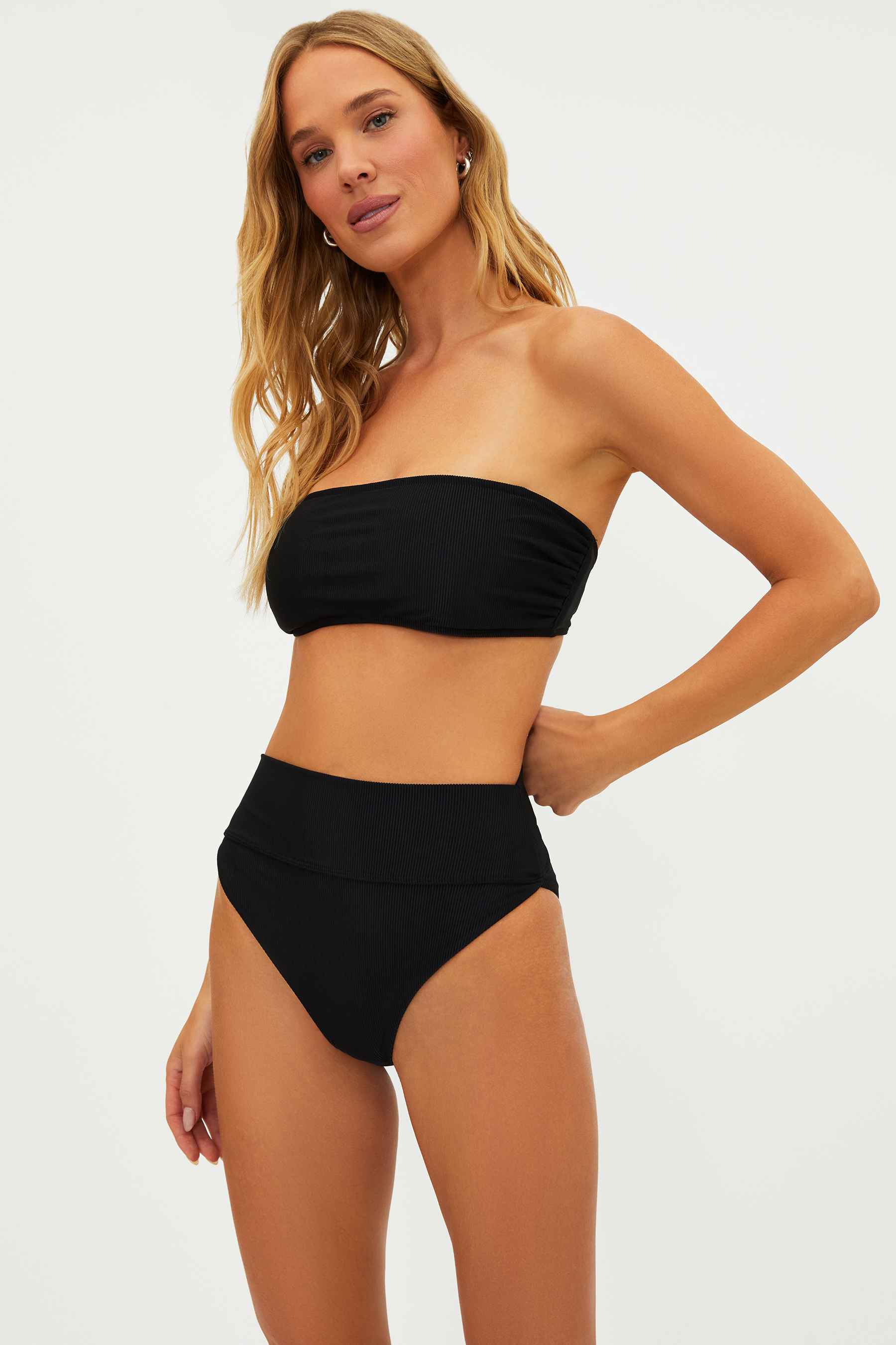 black ribbed swimsuit