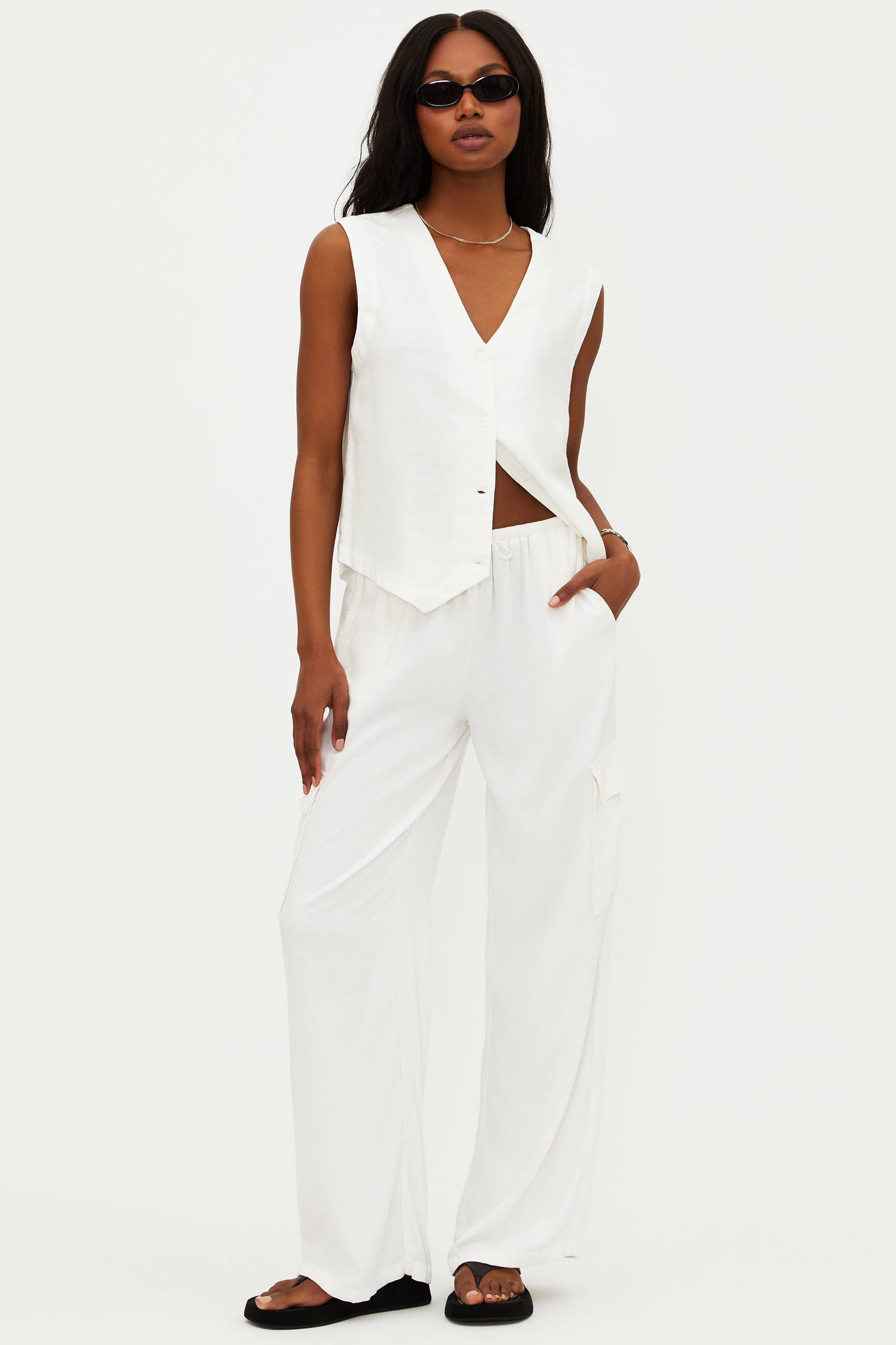 Amara Pant White Linen