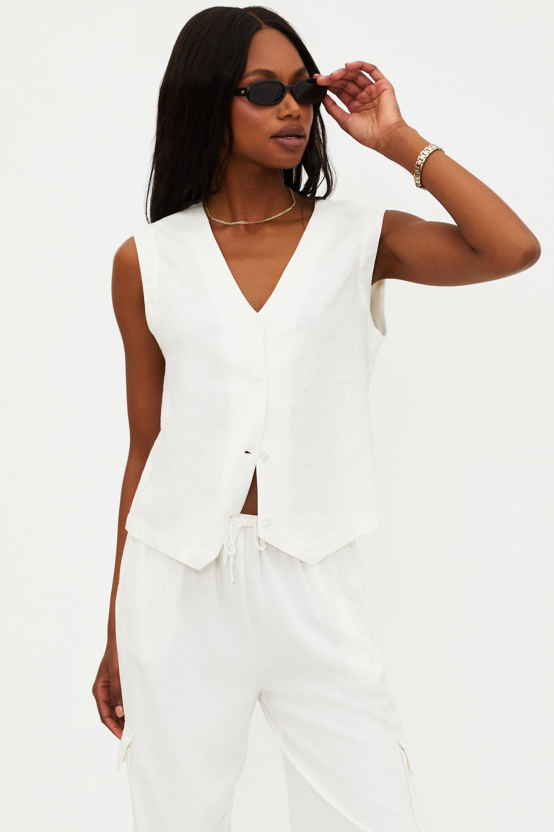 Darcy Vest White Linen