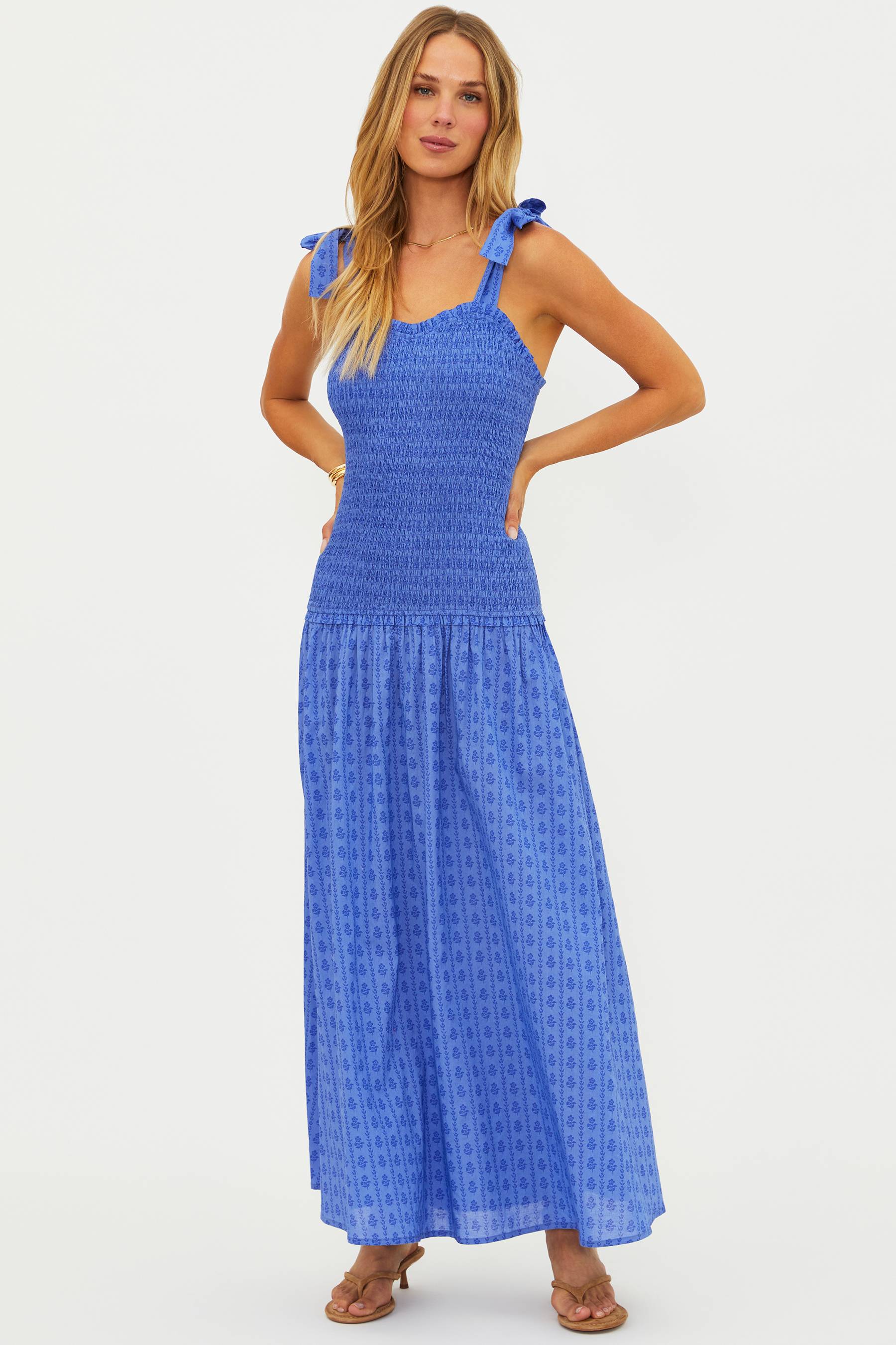 Beach Riot | Isadora Dress Sapphire Sea | Blue Smocked Maxi Dress