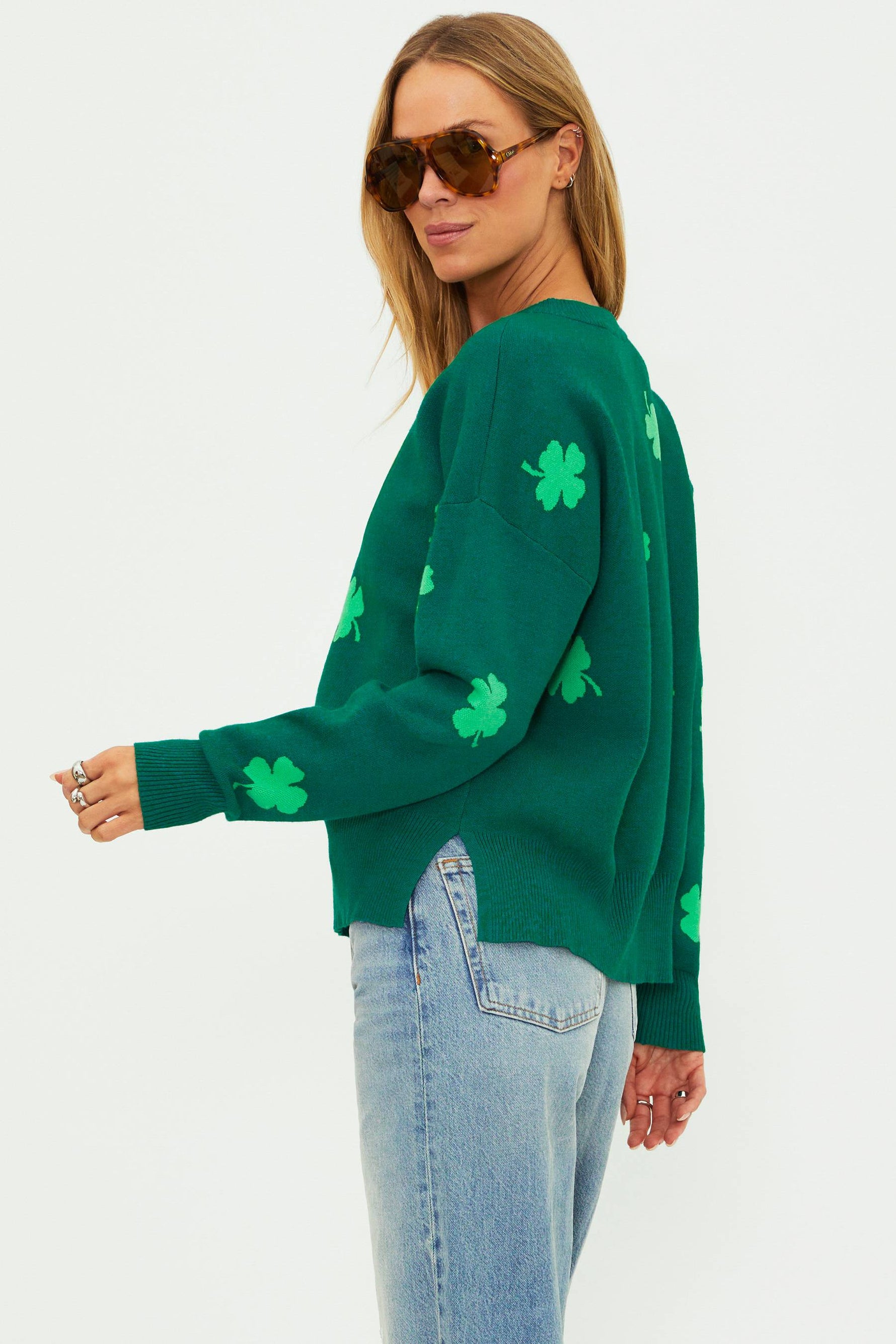 Beach Riot | Callie Sweater Clover Green | Green Clover Sweater | Beach ...