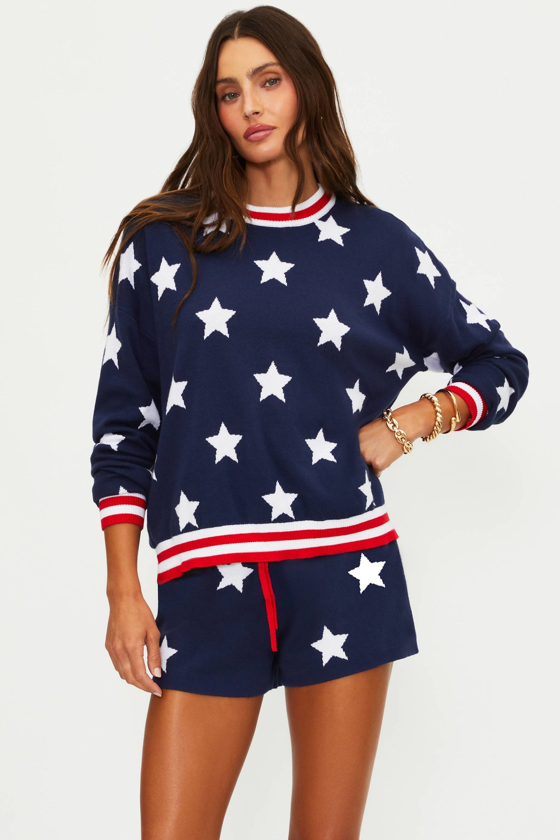 Beach Riot | Cal Sweater Twilight Stars | Navy Sweater with Stars and ...
