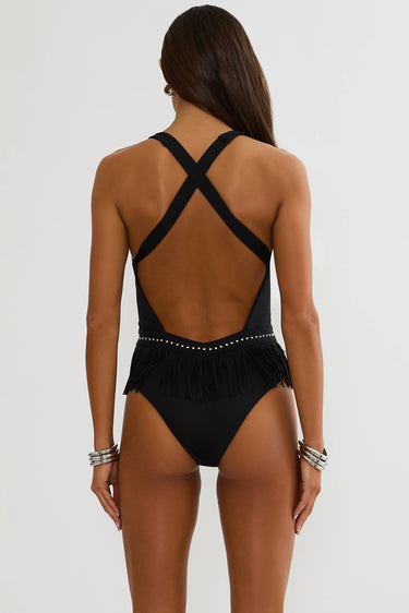 Beach Riot | Juliana One Piece Black | Black Star Studded Festival