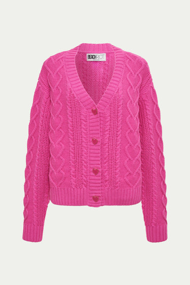 Beach Riot | Teagan Cardigan Electric Pink Cable | Hot Pink Cable
