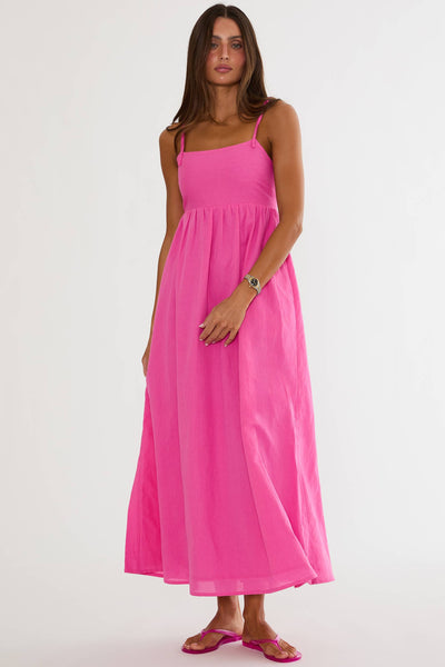 pale pink beach dress White & Pink Cotton Maxi Beach Dress Lindsey Brown