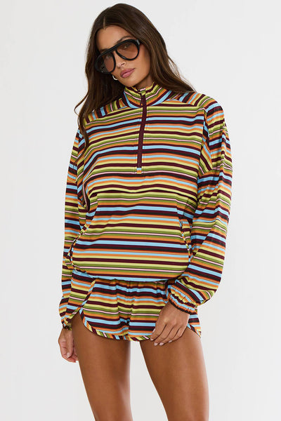 Beach Riot | Vespera Jacket Paradise Stripe | Women's Quarter Zip