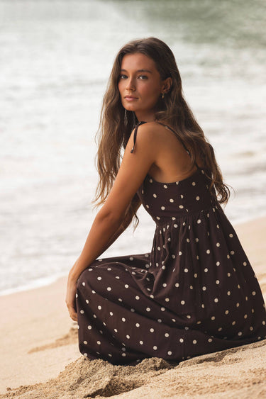 brown polka dot dress linen Beach Riot Valory Maxi Women's Dress : LG zara brown polka dot midi dress