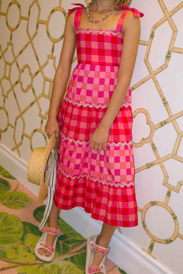 Little Charlotte Dress Sherbet Check, 3/4 / Sherbet CHECK