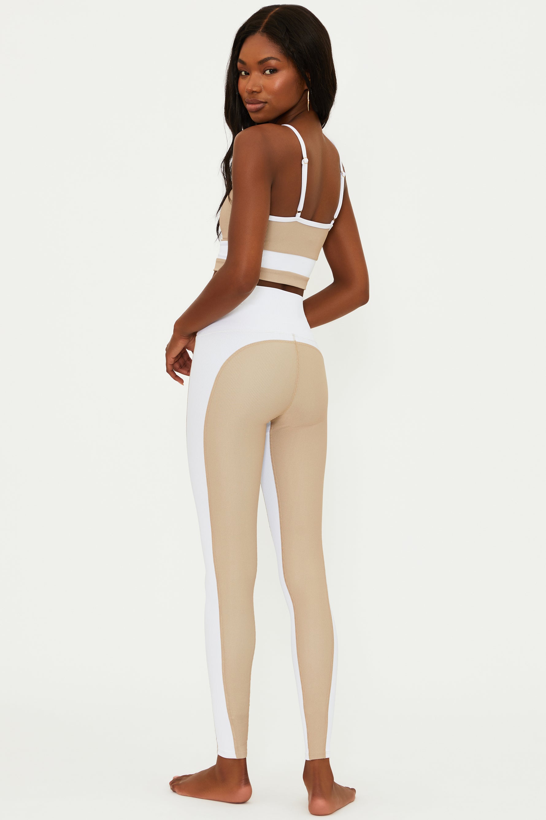 Colorblock Legging Tan White