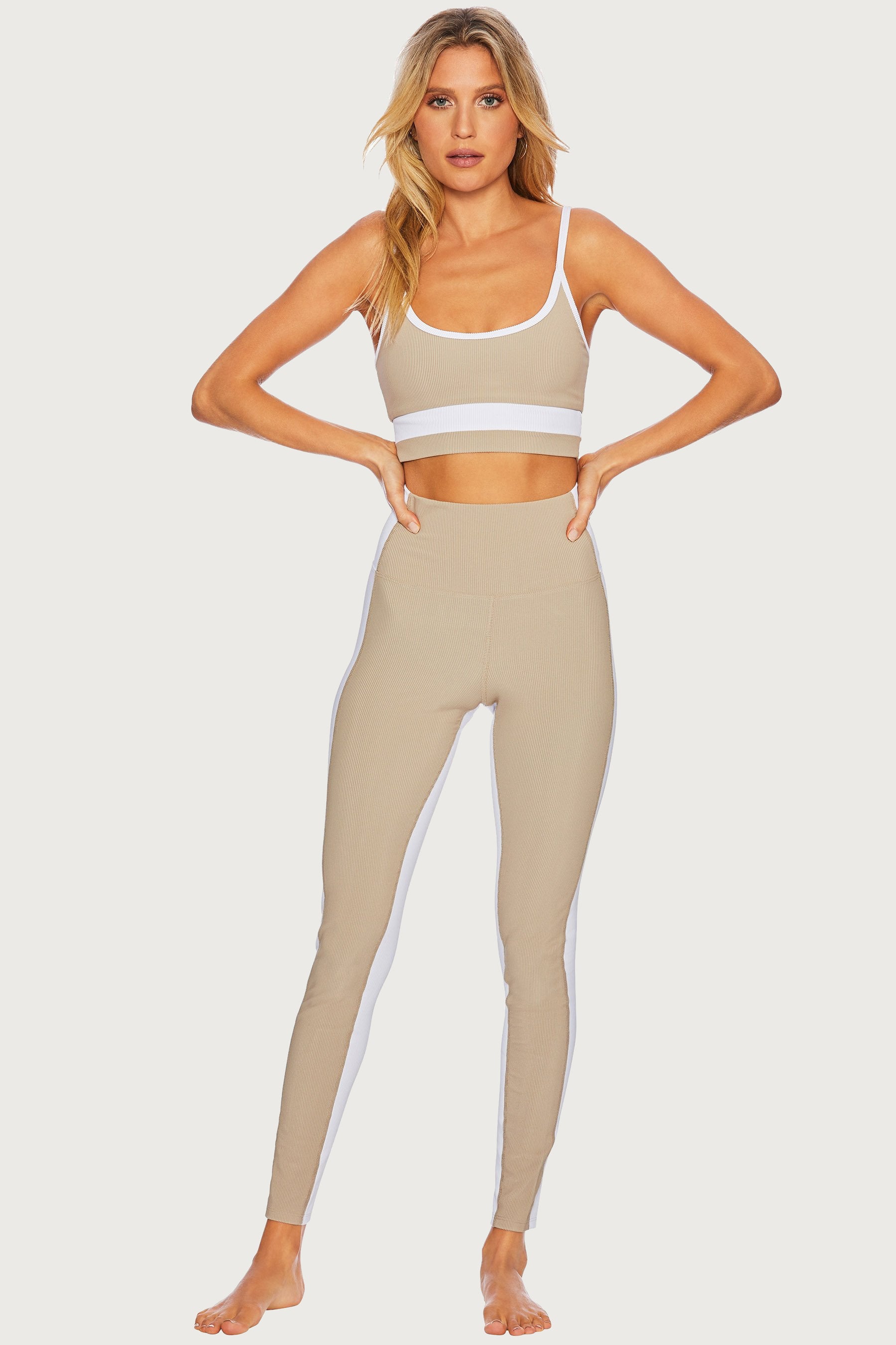 Colorblock Legging Tan White