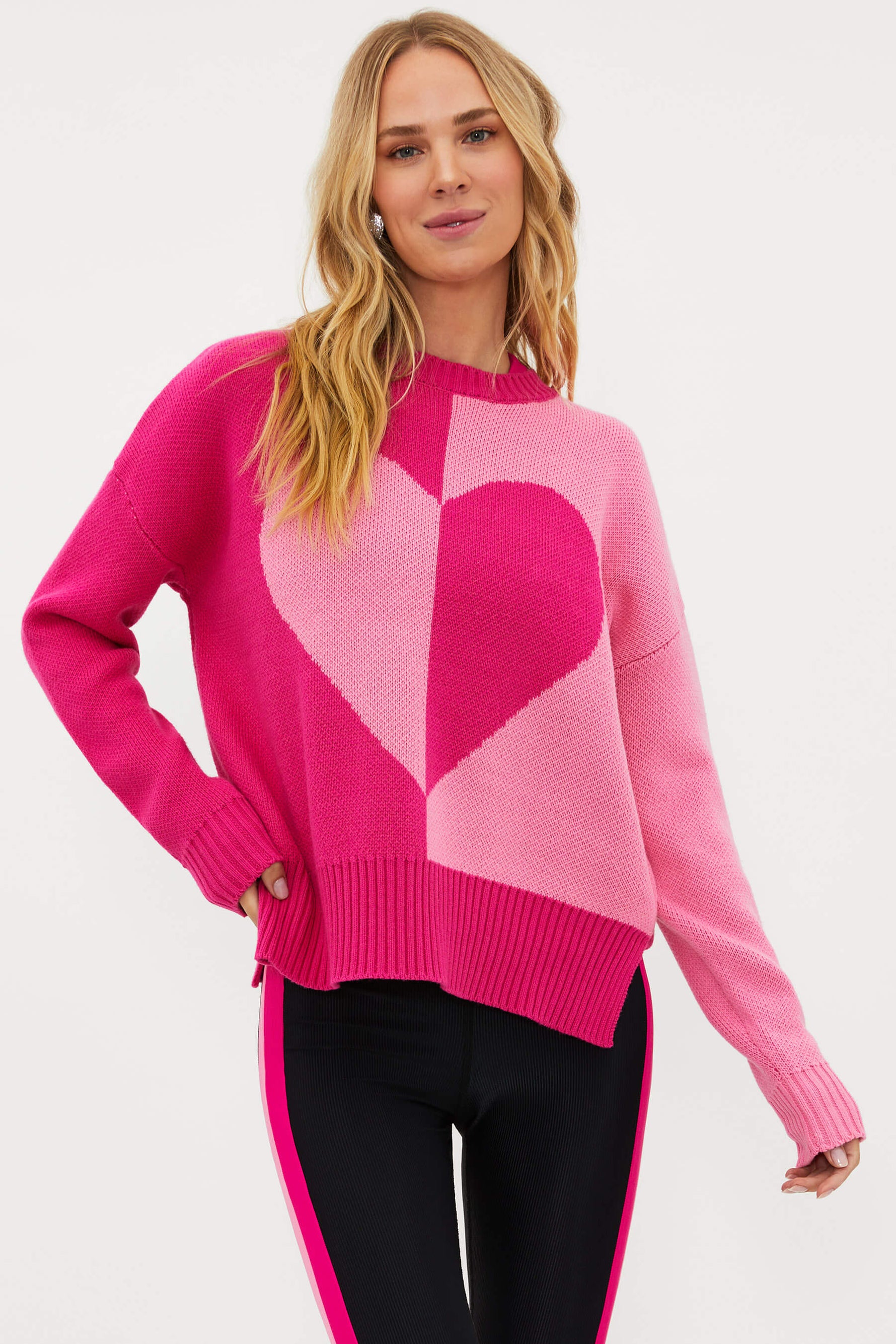 Pink heart two toned sweater