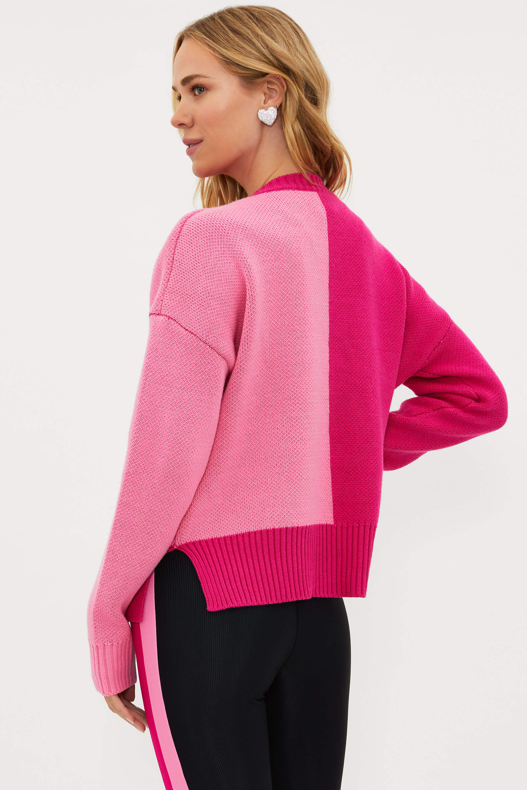 Pink heart two toned sweater