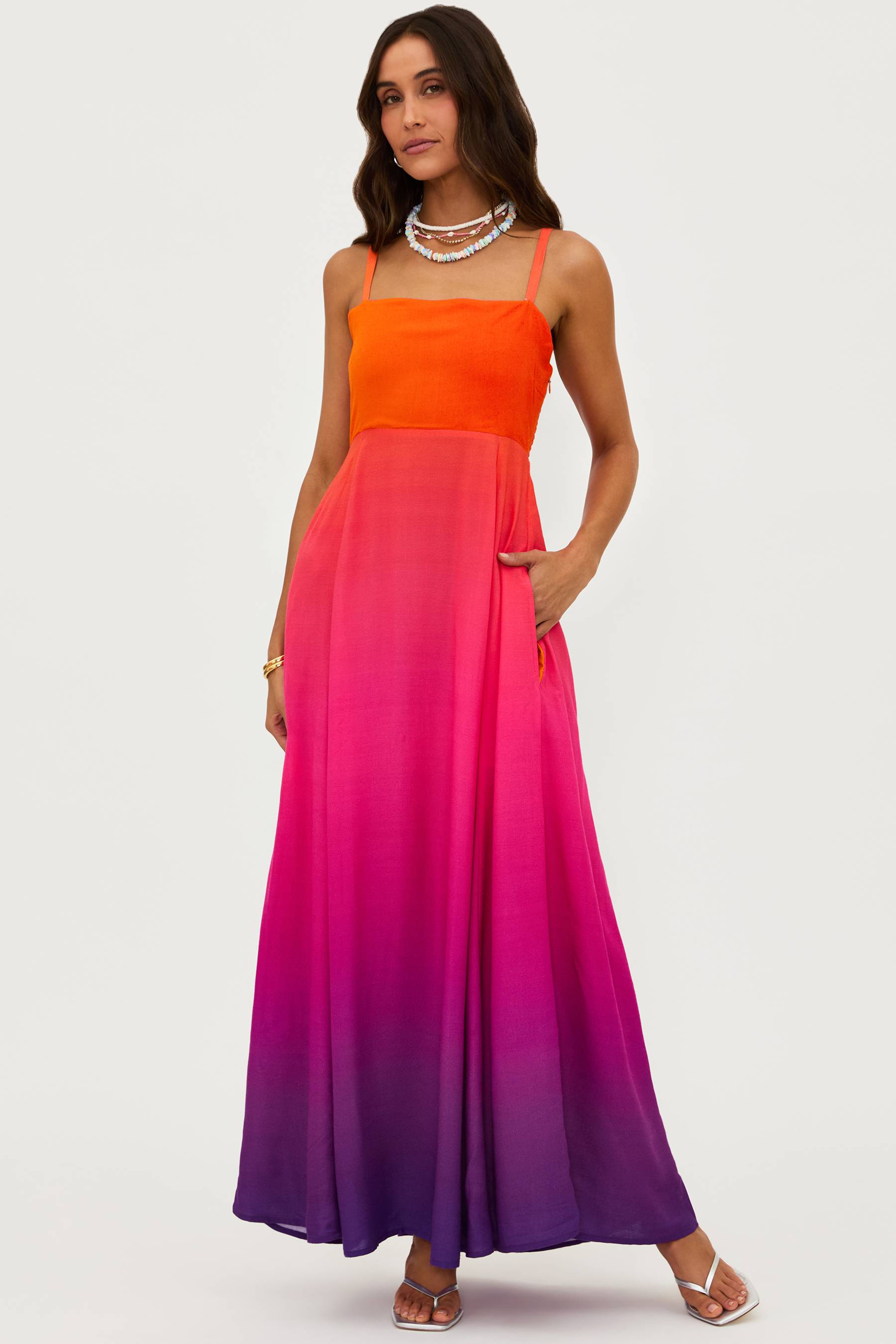 purple pink and orange ombre maxi dress