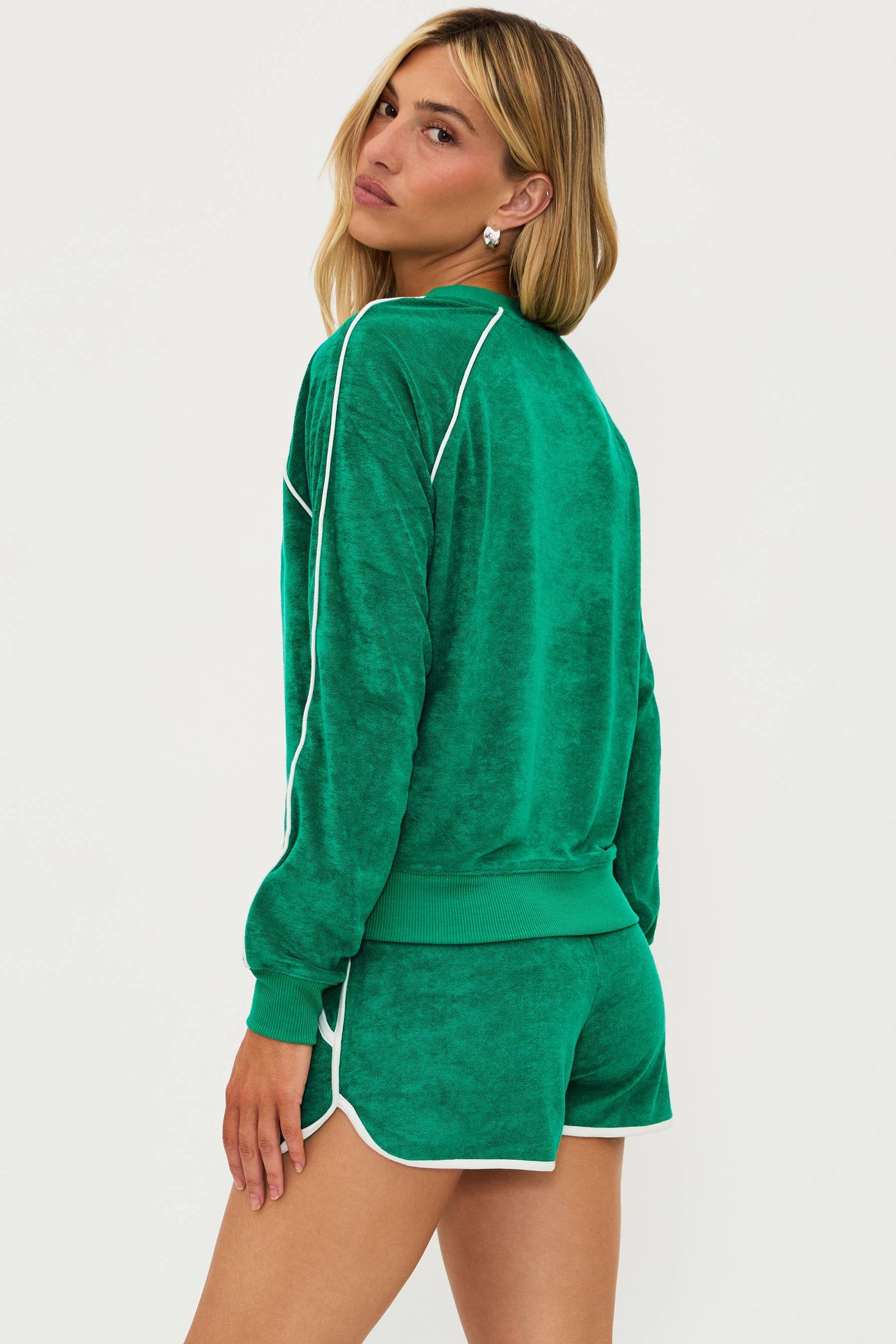 green velour long sleeve top