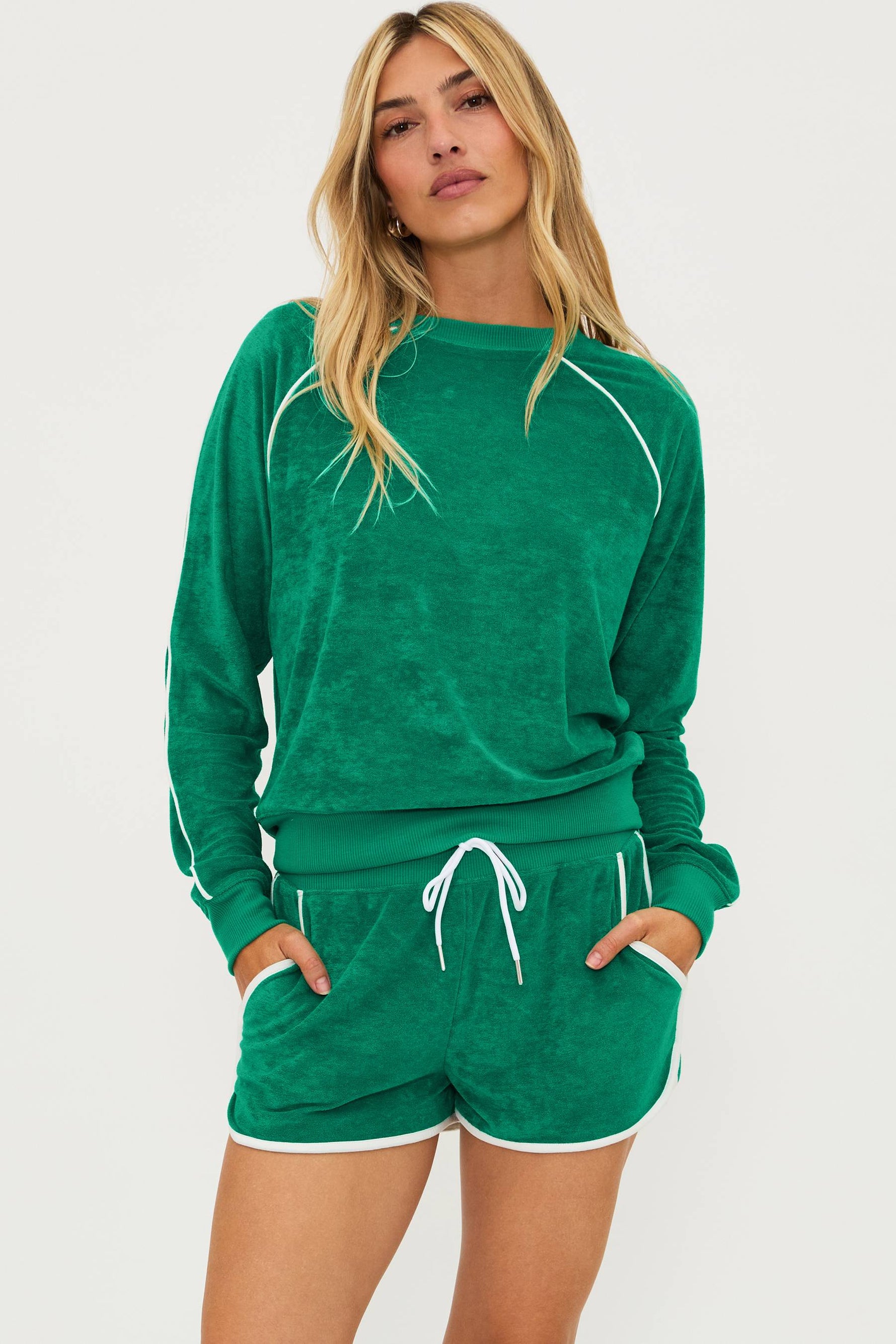 green velour long sleeve top