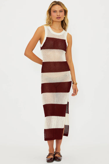 Holly Rose Dress Merlot Stripe