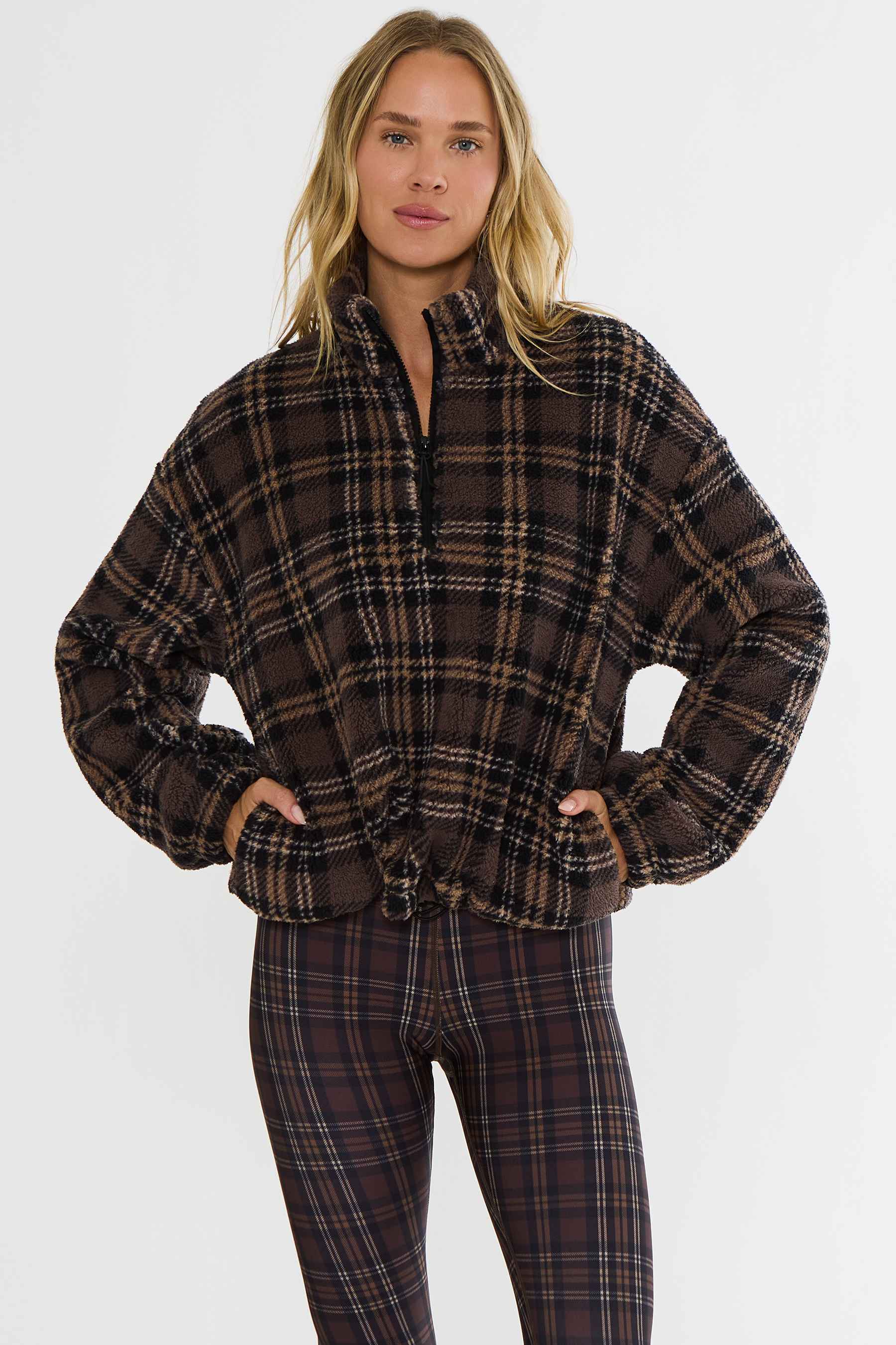 M デッド 86AW プリュス Plaid Doubletailored JKT Beach Riot | Leona Sherpa Chocolate Bar Plaid | Brown Plaid Faux