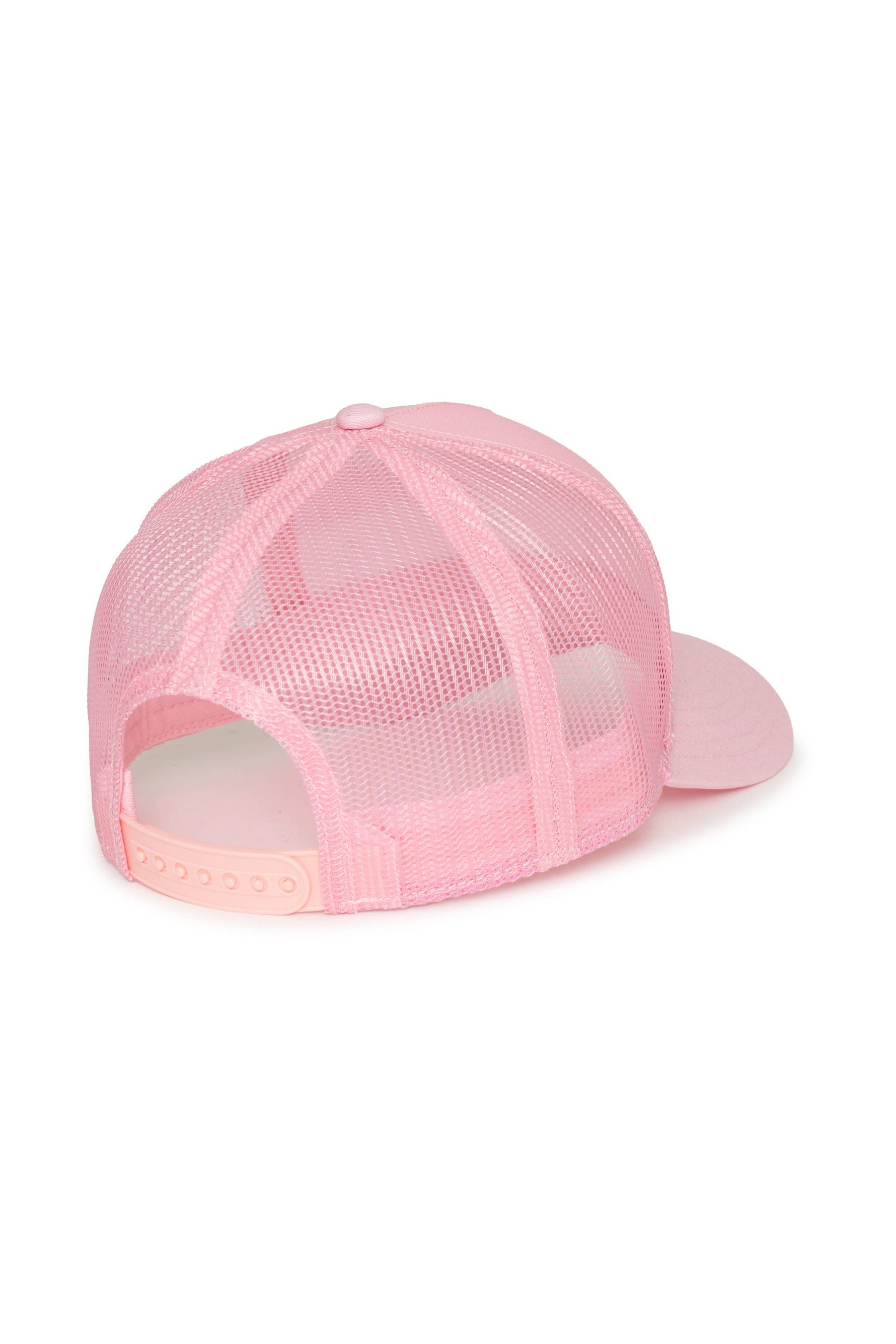 Pink mesh cap on a white background