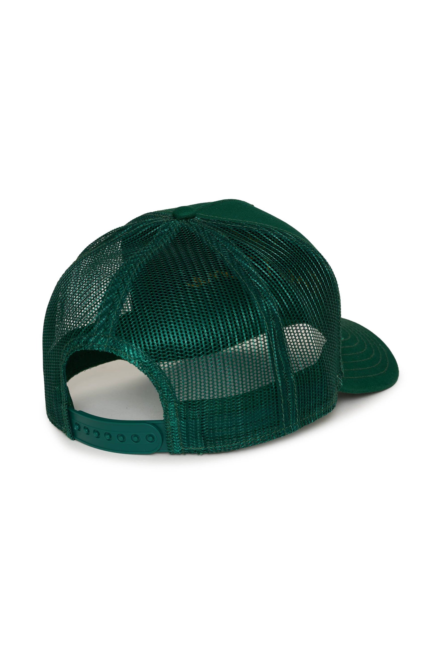 Green mesh cap on a white background