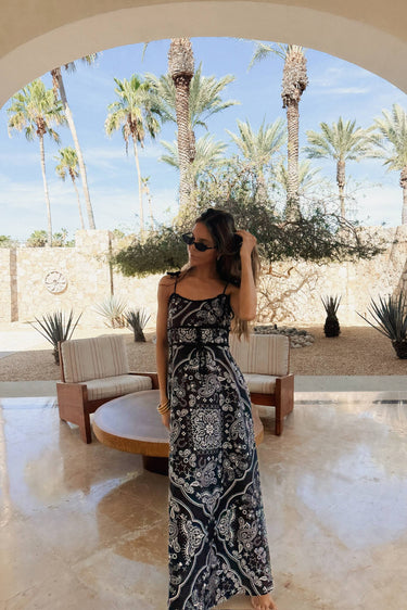 bandana print maxi dress Beach Riot: Levie (BR59064SX-BLK) S Jovani Short and Cocktail color_golden Flowy and relaxed with Length:38