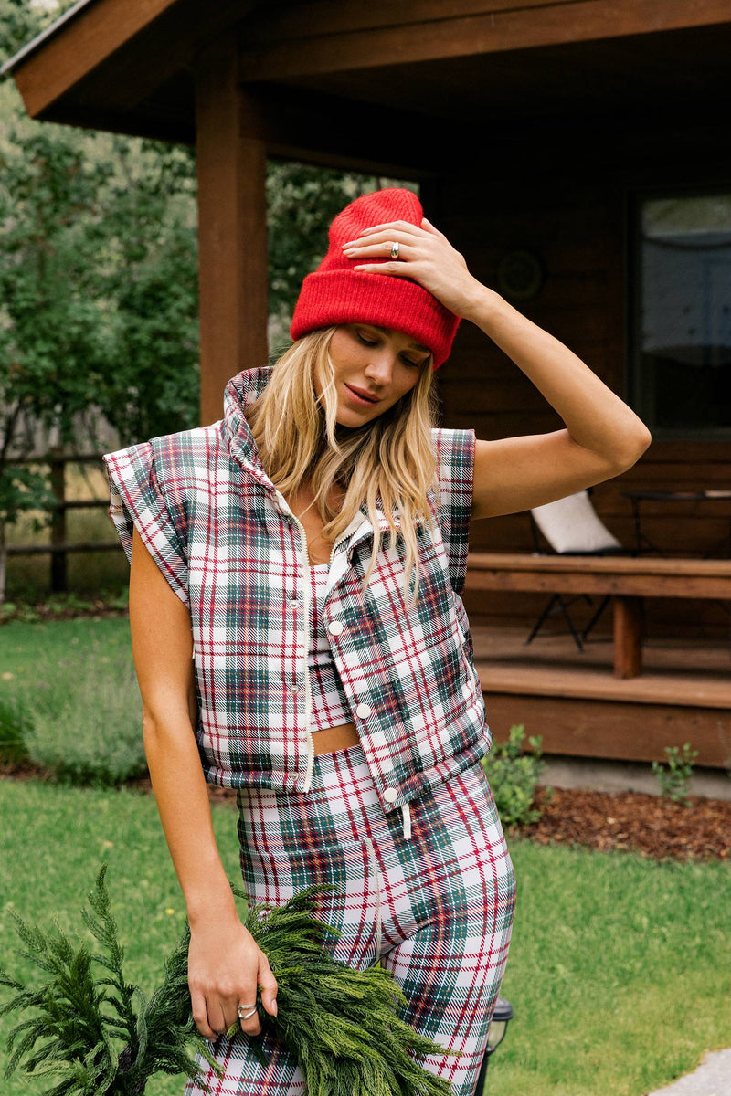 Canyon Puffer Vest Frosted Pine Plaid