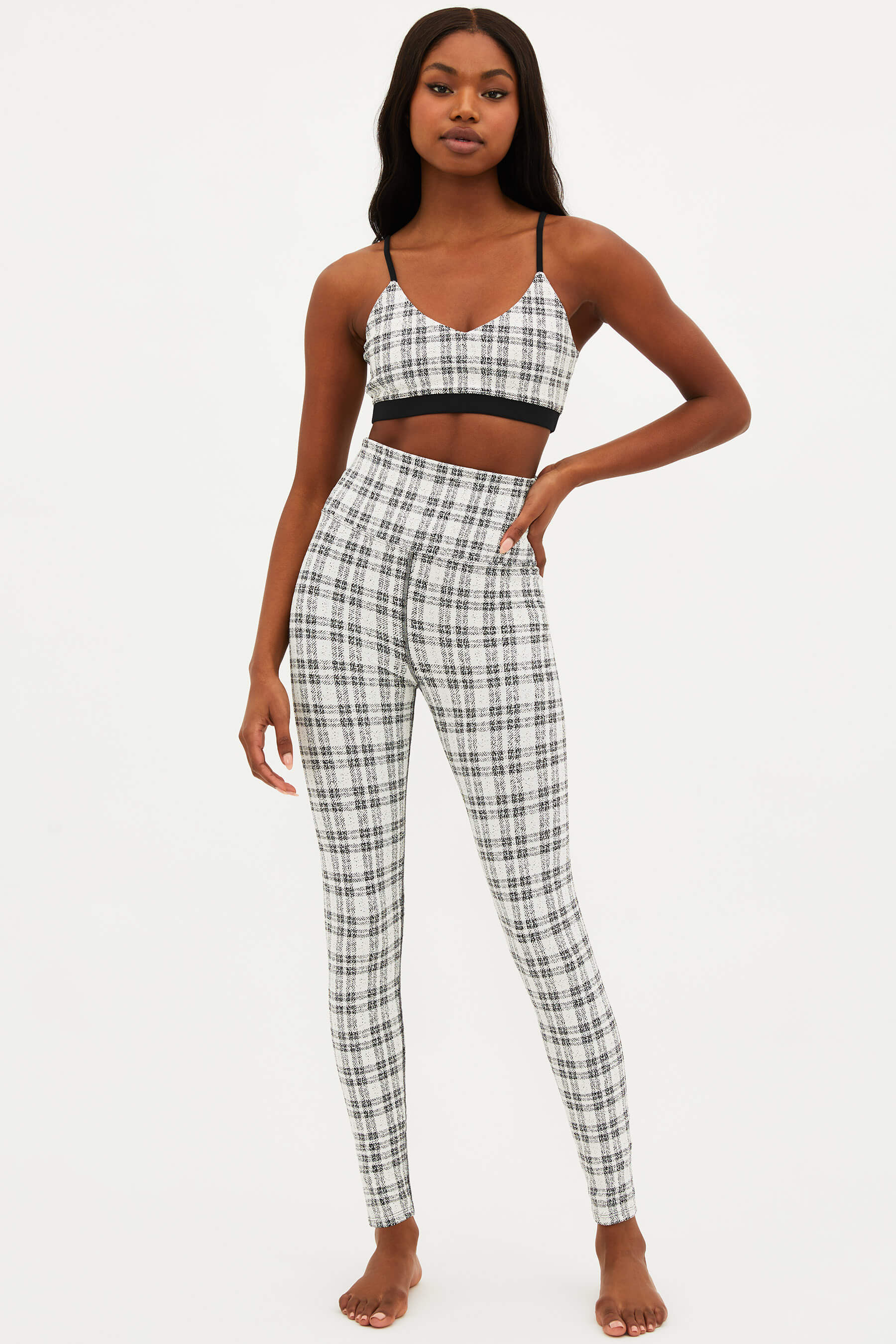 Piper Legging Ivory Plaid - Beach Riot