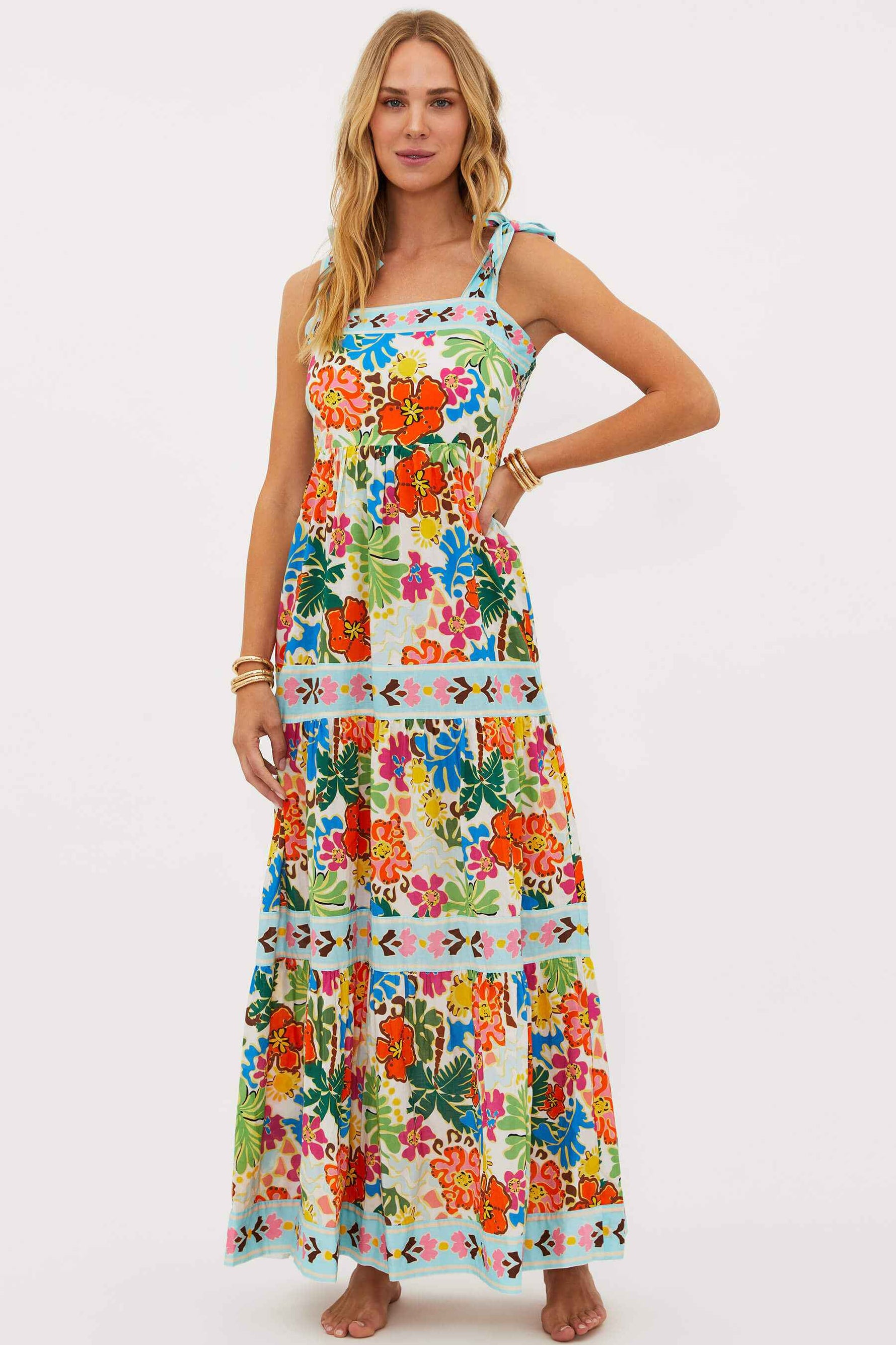 tropical floral maxi dress