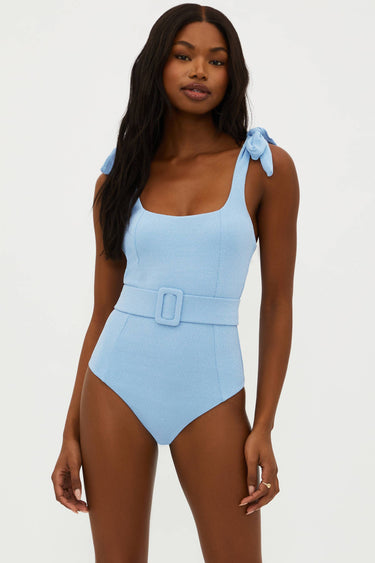 Beach Riot Sydney One Piece Denim Scrunch One Piece Swimsuit