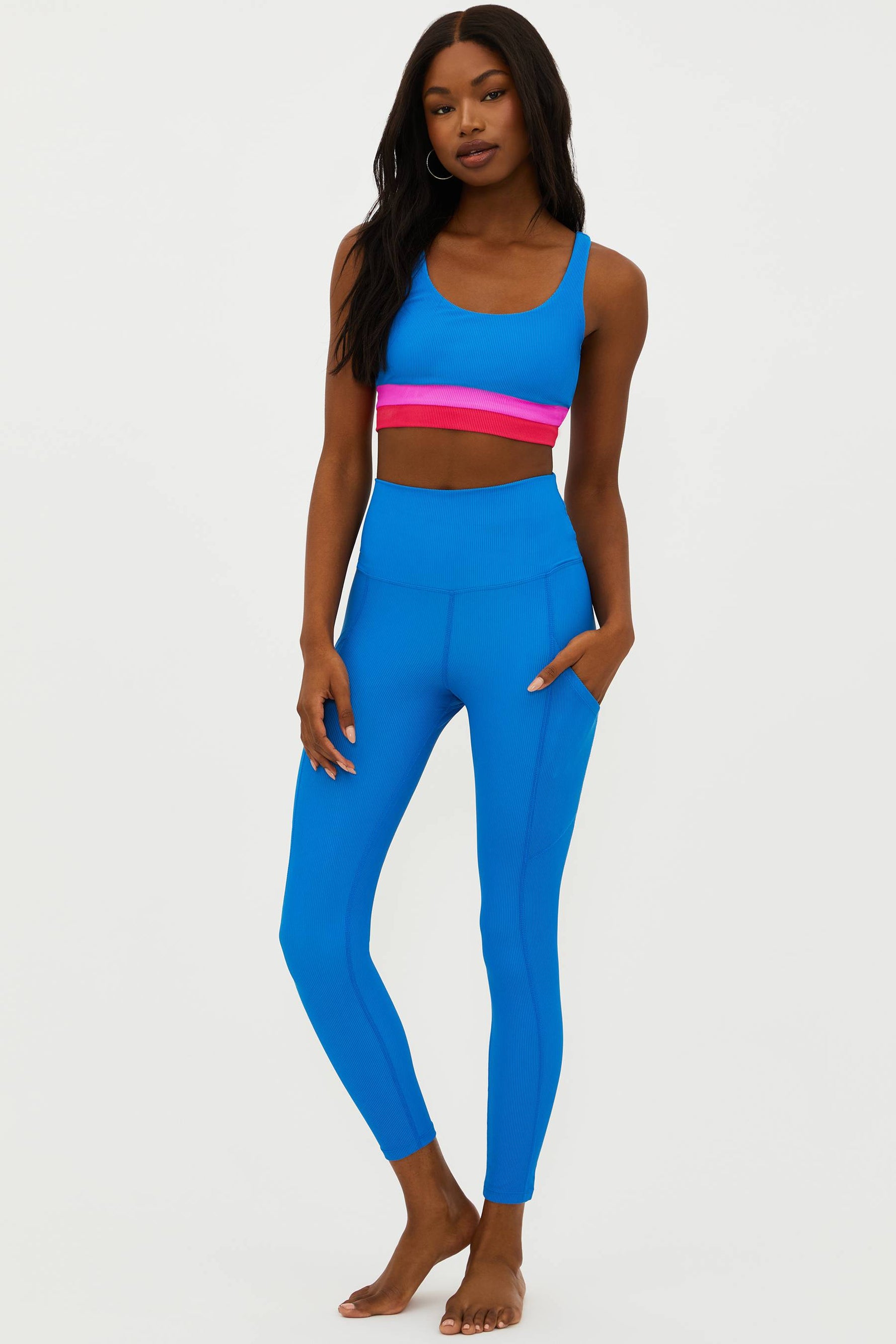 blue 7/8 legging with side pockets 