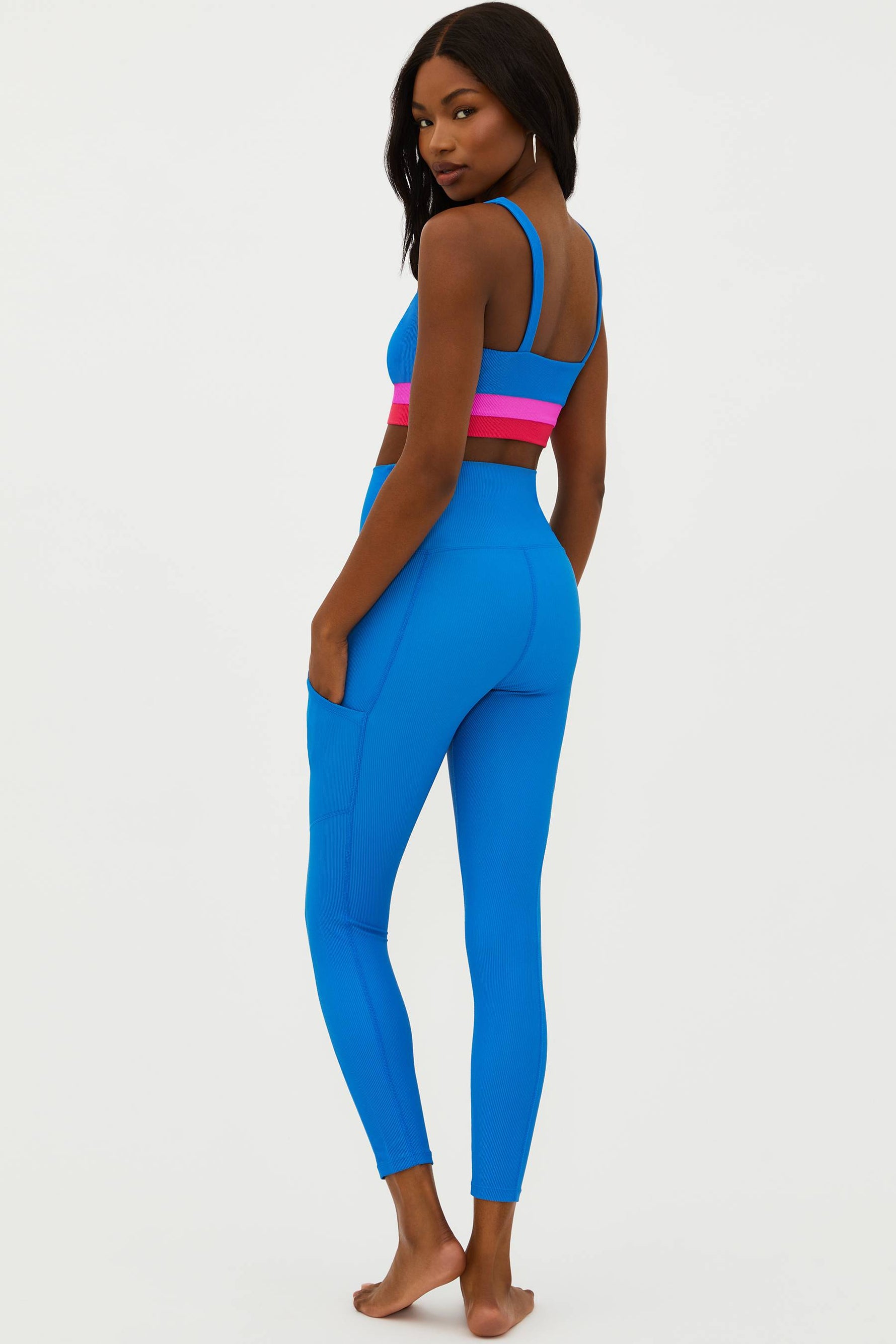 blue 7/8 legging with side pockets 