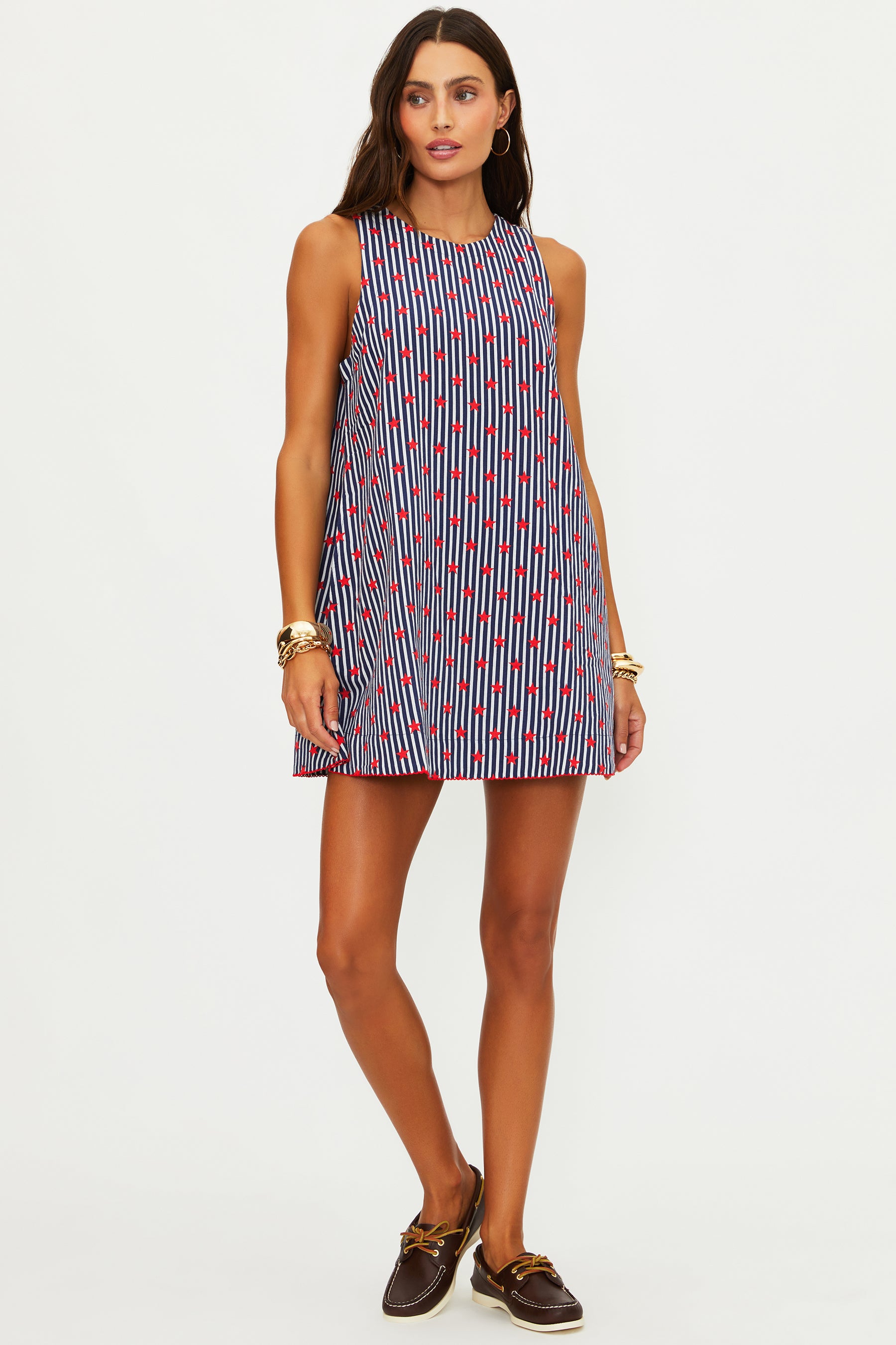 Caprina Mini Dress Star Spangled Seas Linen