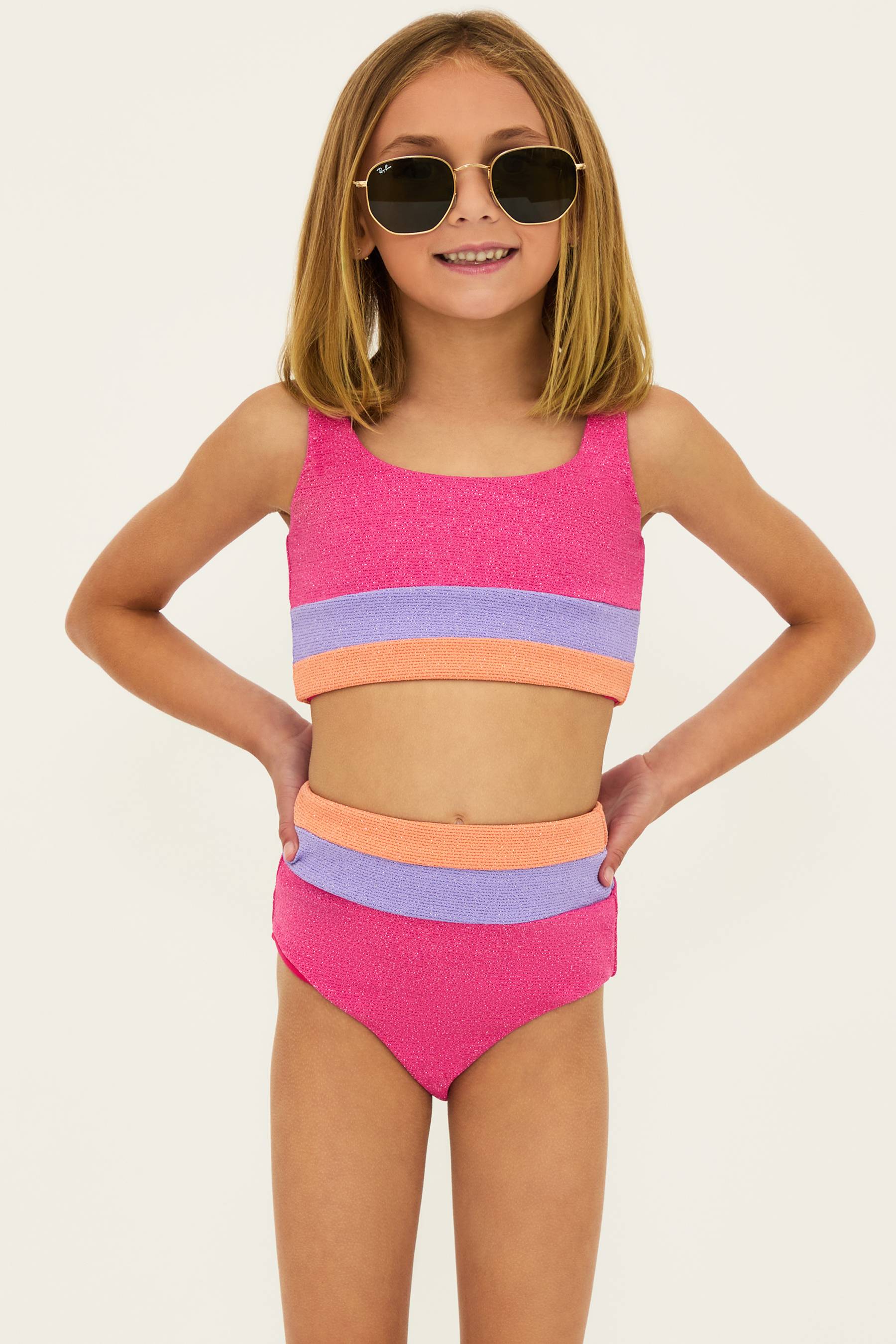 Little Mackenzie & Heidi Set Coral Bay Colorblock Scrunch