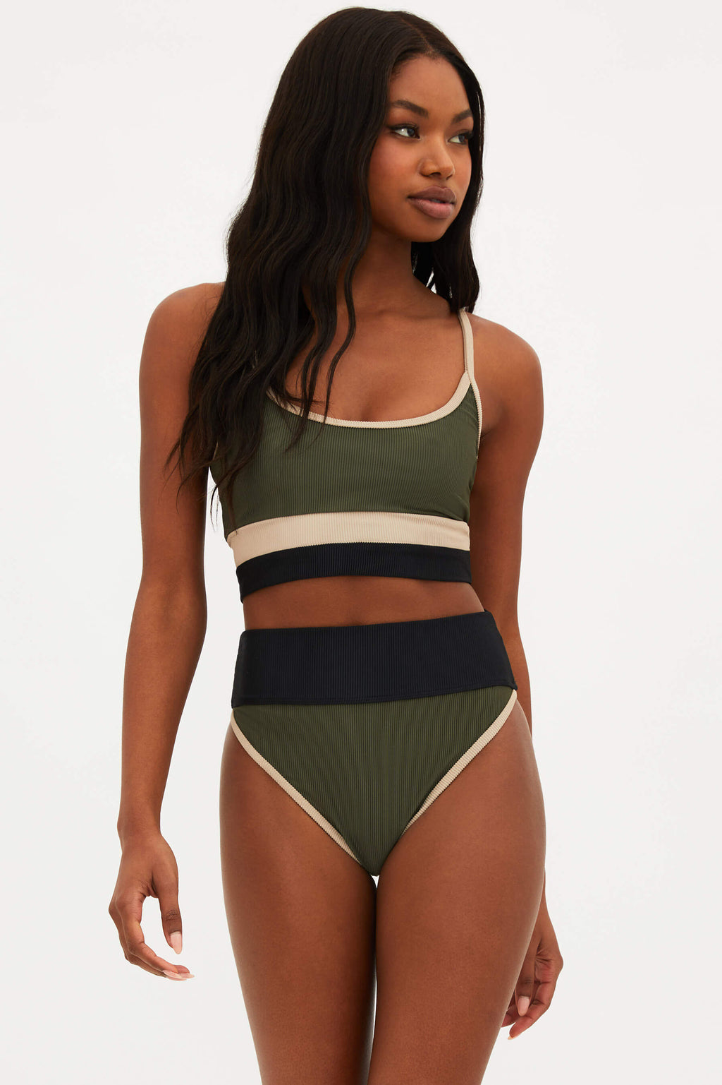 Emmy Bottom Military Olive Colorblock